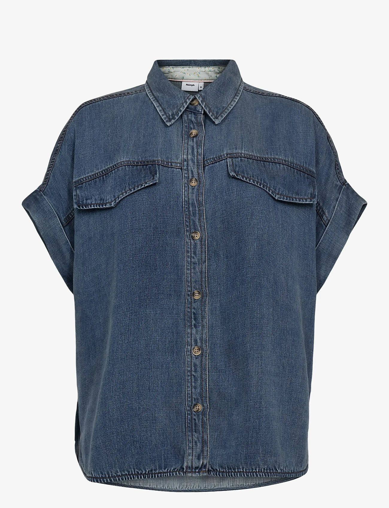 Nümph - NUELIDA SLEEVELESS SHIRT - denimskjorter - snow washed denim - 1