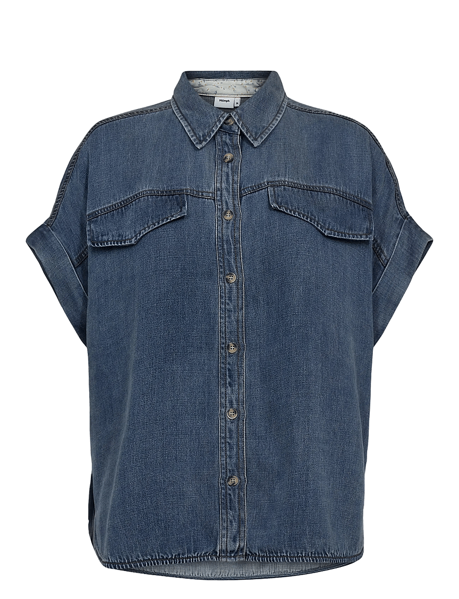 Nümph - NUELIDA SLEEVELESS SHIRT - jeansskjortor - snow washed denim - 1