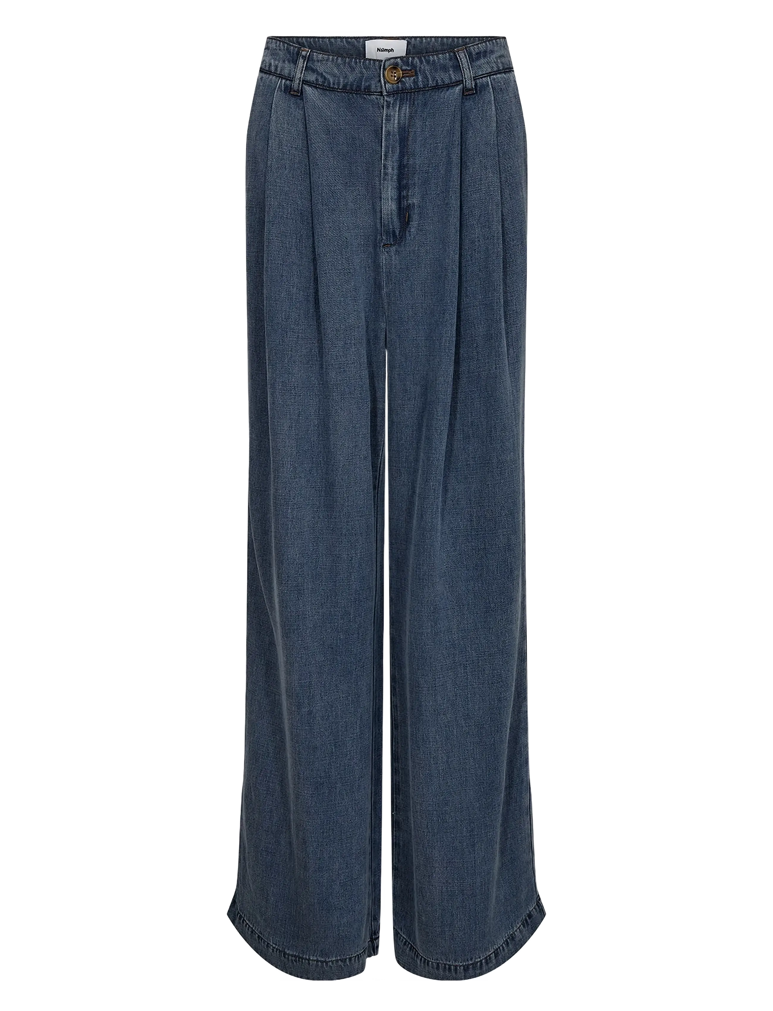 Nümph - NUELIDA PANTS - wide leg jeans - snow washed denim - 1