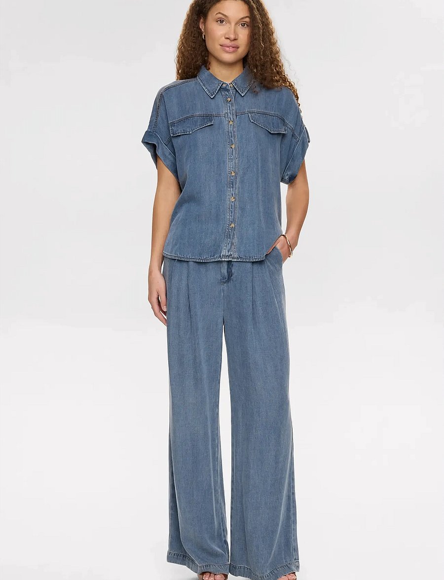 Nümph - NUELIDA PANTS - wide leg jeans - snow washed denim - 0