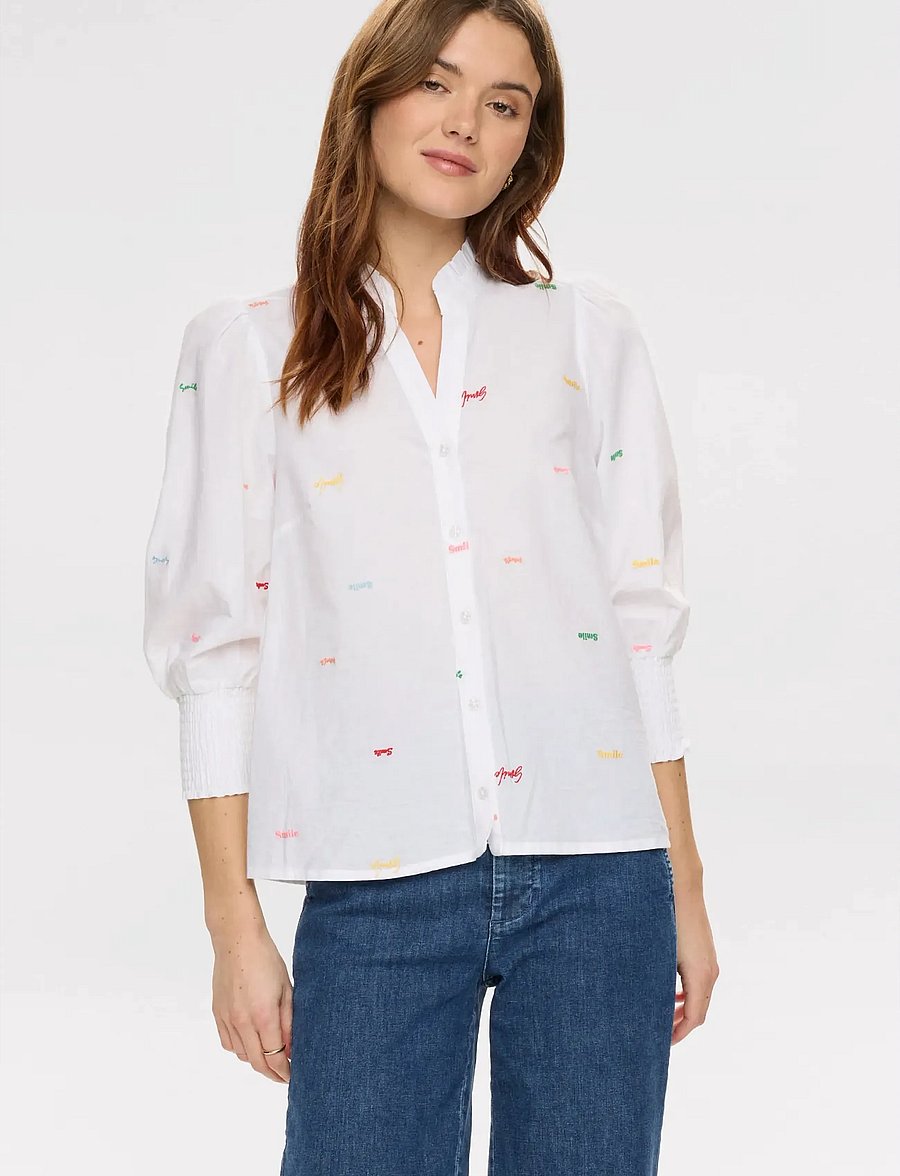 Nümph - NUJOYA SHIRT - langärmlige hemden - bright white - 4