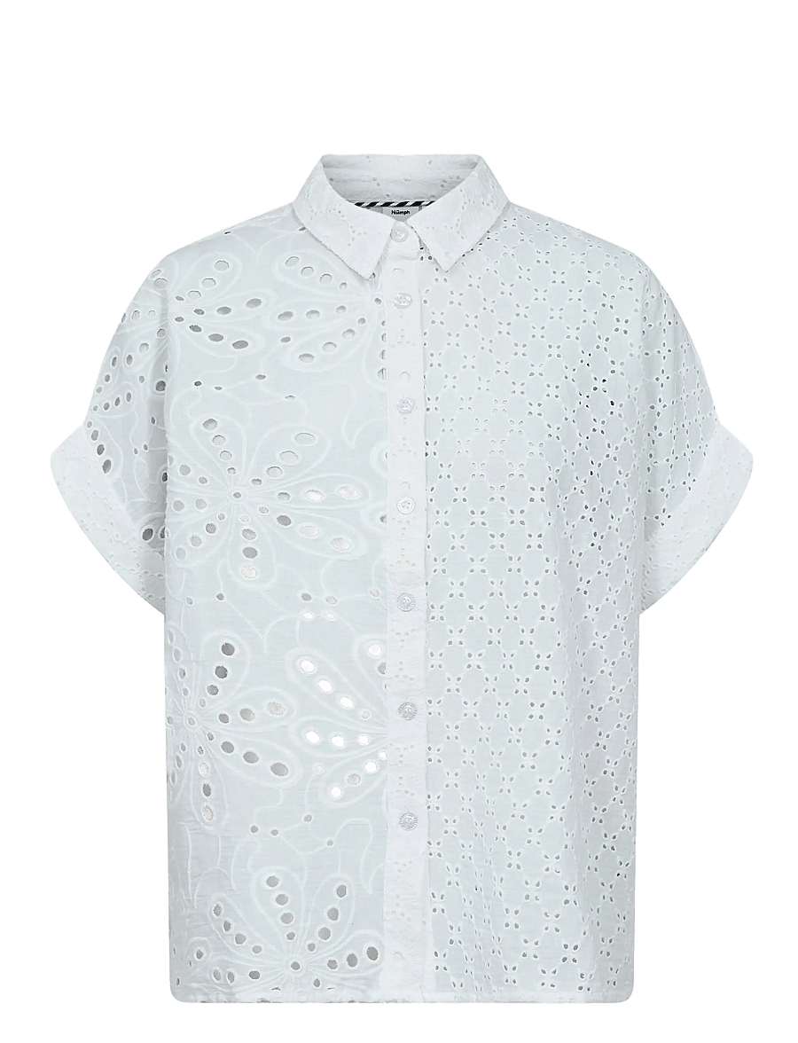 Nümph - NUPALMA SLEEVELESS SHIRT - kurzärmlige hemden - bright white - 1