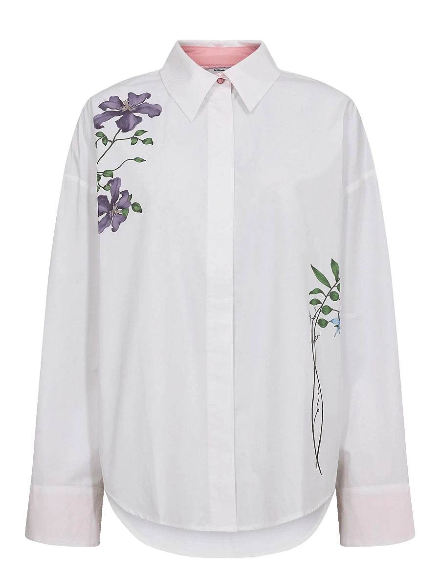 Nümph - NUFLORY SHIRT - langärmlige hemden - bright white - 1
