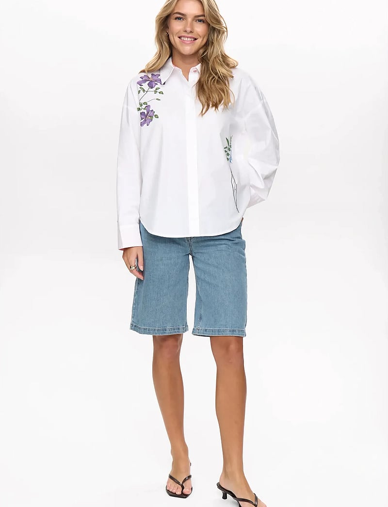 Nümph - NUFLORY SHIRT - pikkade varrukatega särgid - bright white - 0