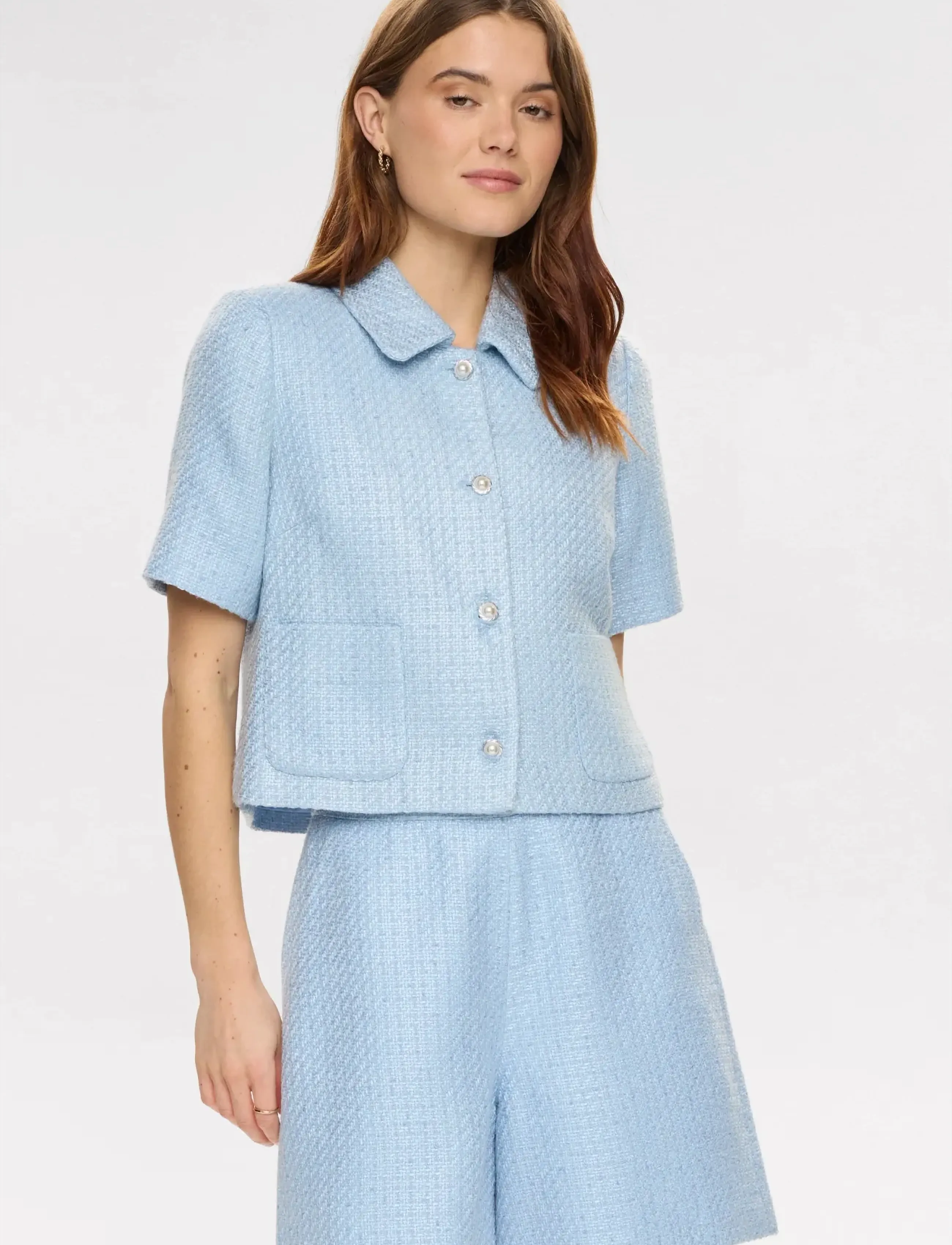 Nümph Nushana Jacket, Kvinder, Kortærmet Tweed Jakke, Blå, Str: 44