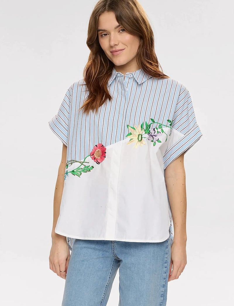 Nümph - NUFLORINDA SLEEVELESS SHIRT - kortärmade skjortor - airy blue - 0