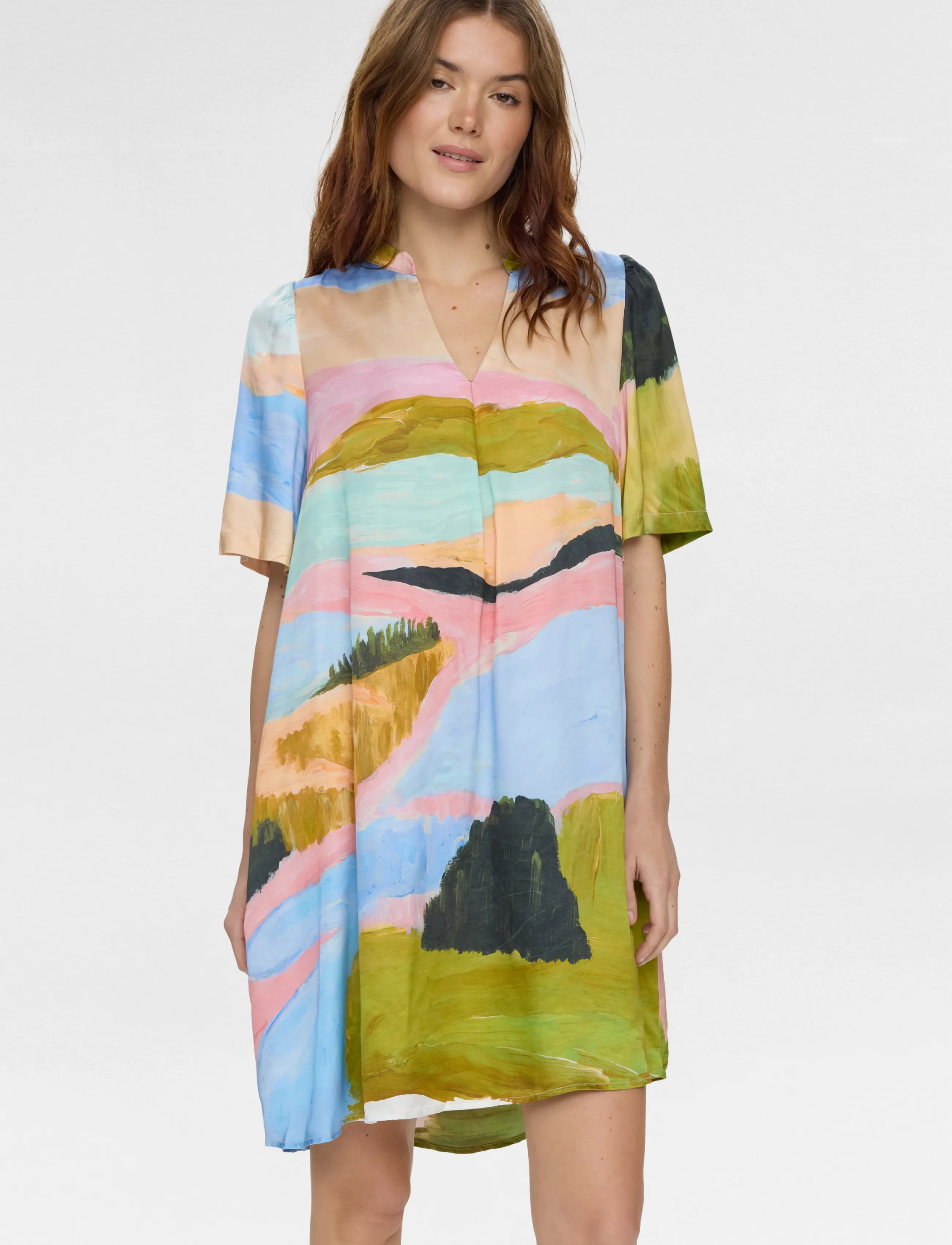 Nümph Numeadow V-Neck Dress, 44, Dresses, Mehrfarbig/gemustert - Knee-length & Midi, Frauen