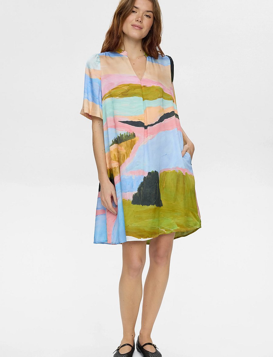 Nümph - NUMEADOW V-NECK DRESS - sommerkleider - peony - 3