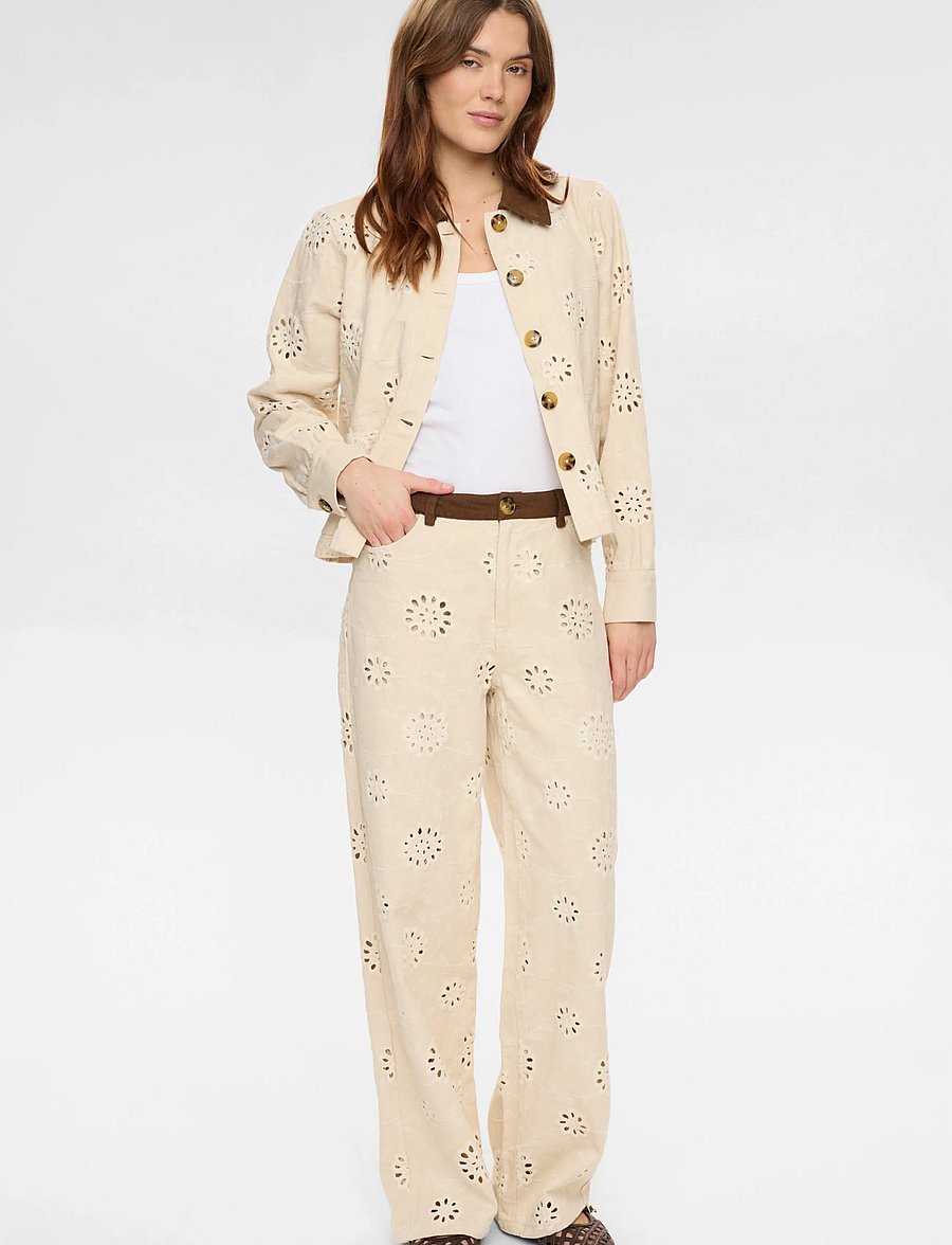 Nümph - NUENORA PANTS - hosen mit weitem bein - irish cream - 0