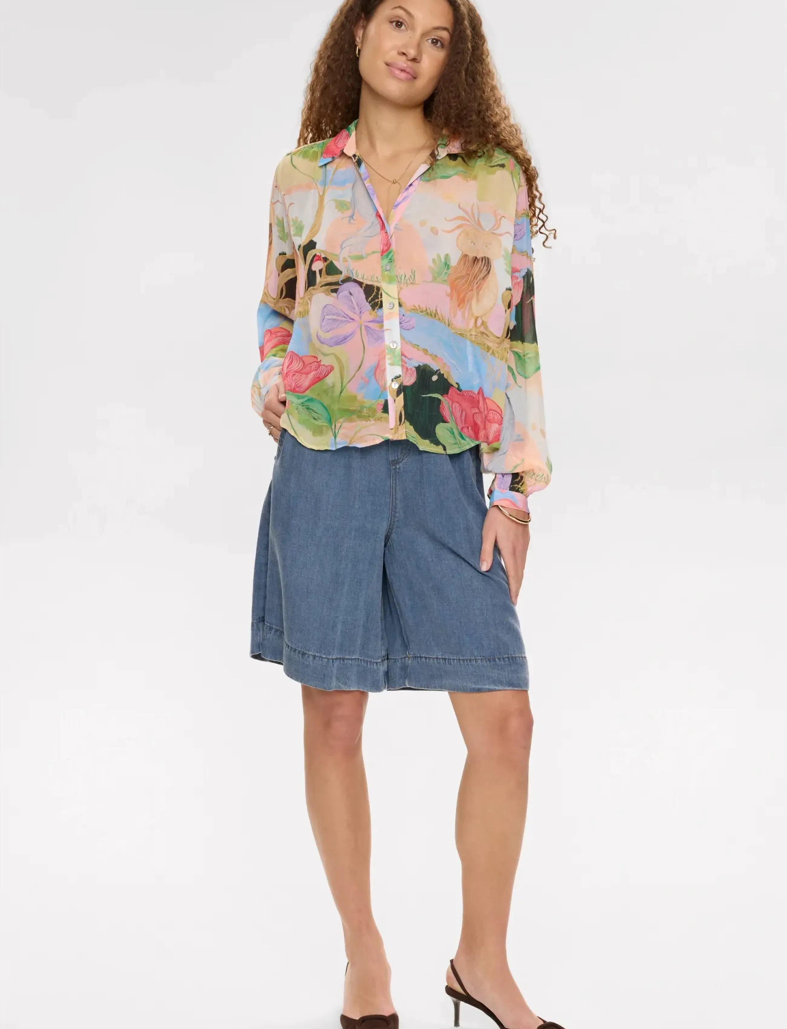 Nümph NUSHAILYN SHIRT - Skjorter - AIRY BLUE / multi