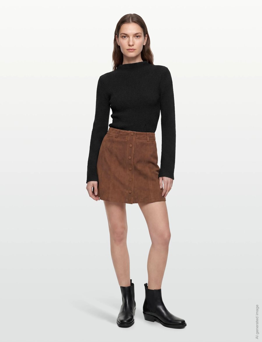 Nümph - NUJIGGA SUEDE SKIRT - lederröcke - emperador - 0