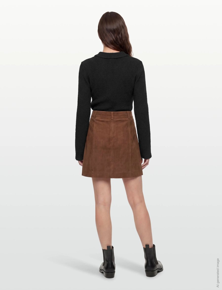 Nümph - NUJIGGA SUEDE SKIRT - lederröcke - emperador - 4