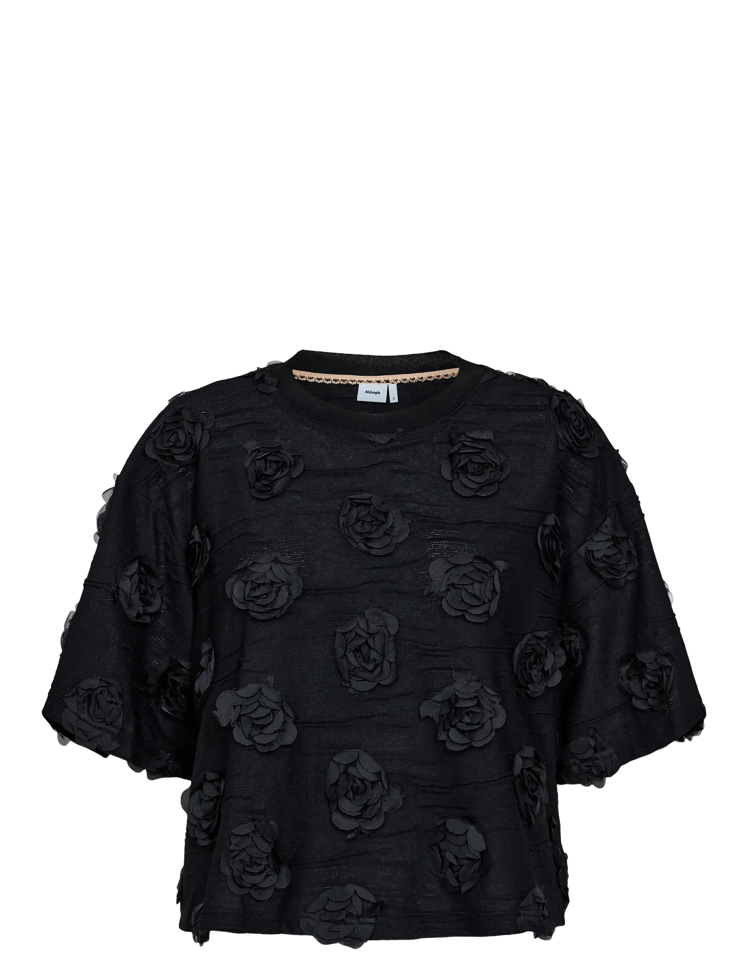 Nümph Nurosie T-Shirt, XL, T-shirts & Oberteile, Schwarz - Short-sleeved, Frauen