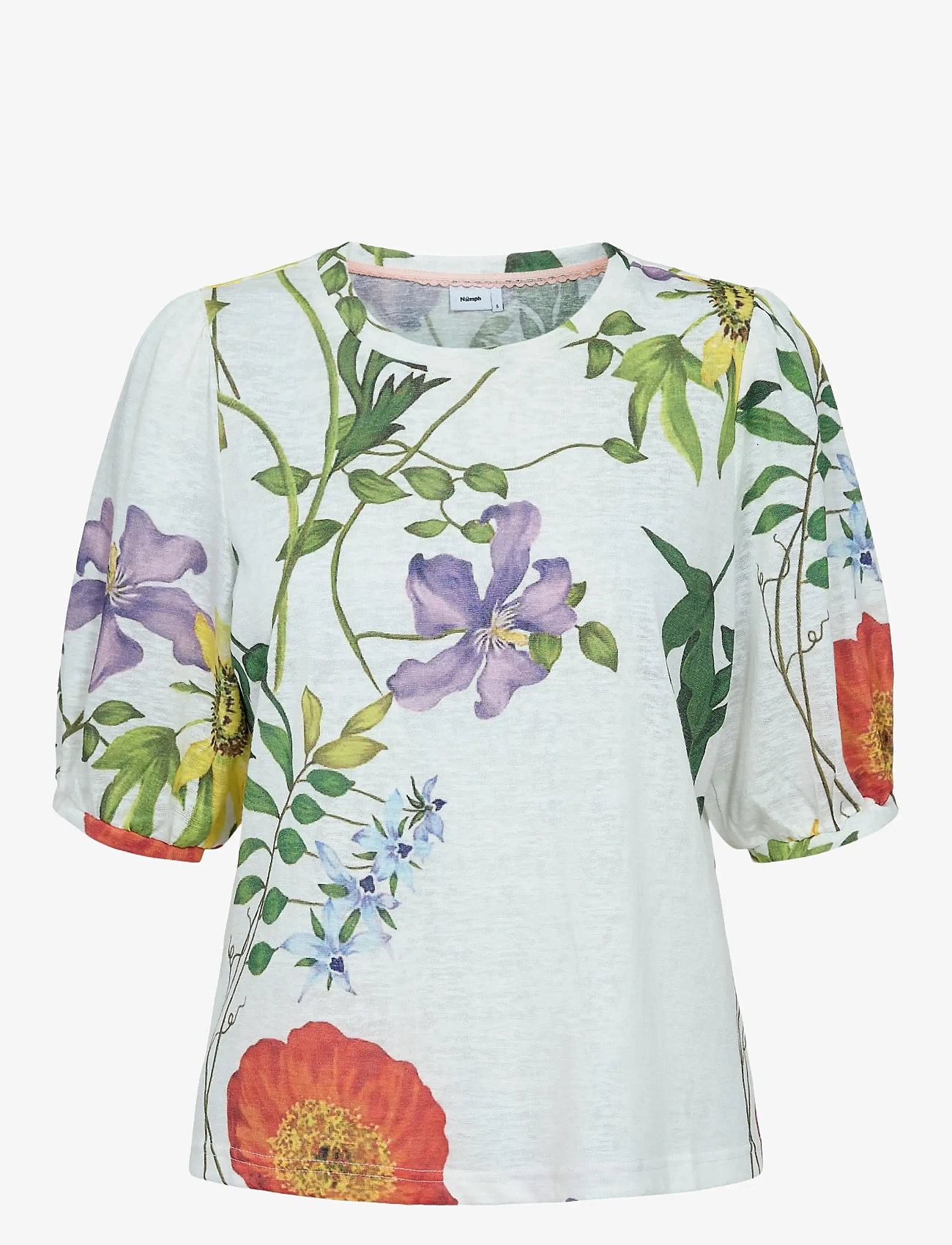 Nümph NUBELISA SS BLOUSE - Blouses - CLOUD DANCER / multi
