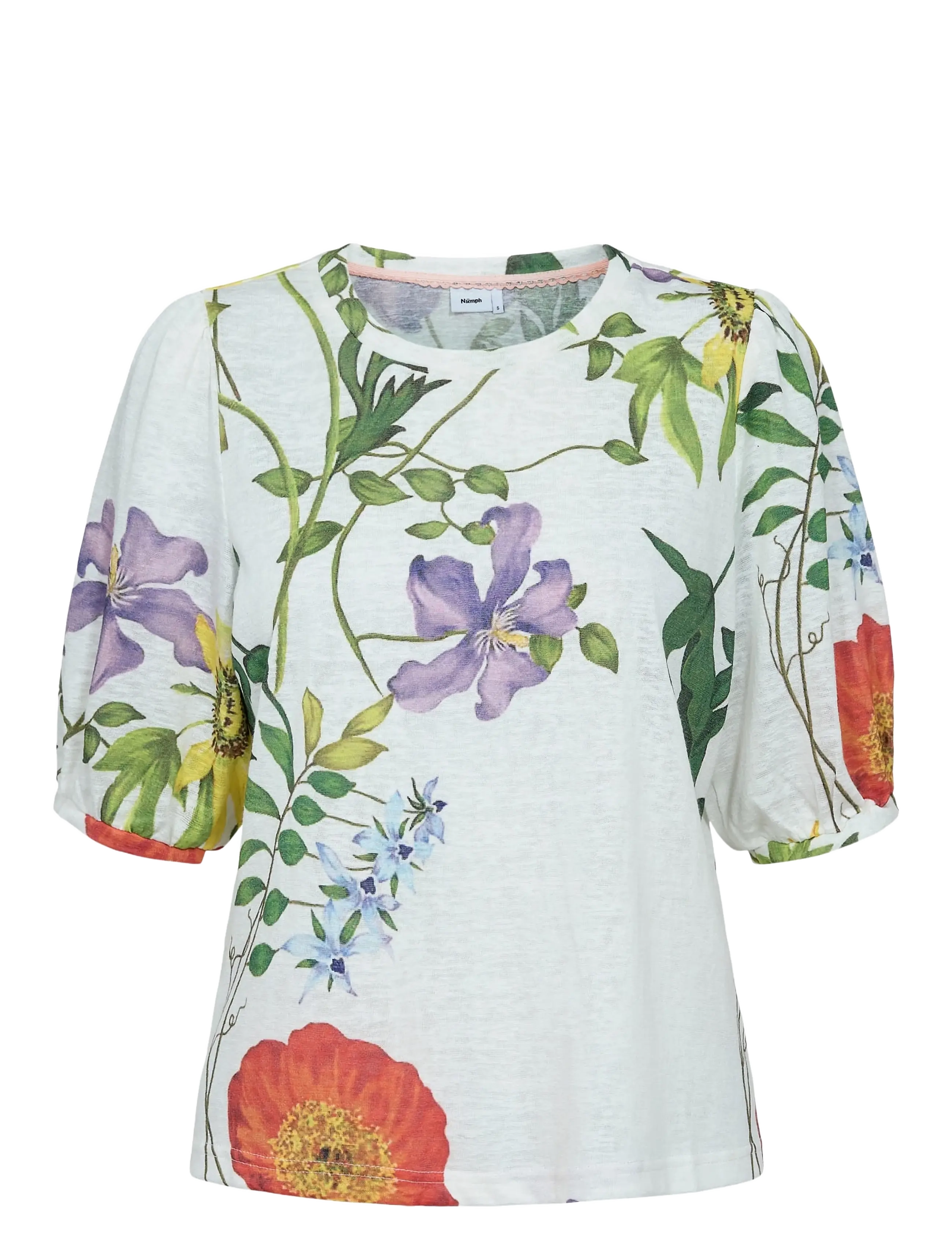 Nümph NUBELISA SS BLOUSE - T-shirts & Toppe - CLOUD DANCER / multi