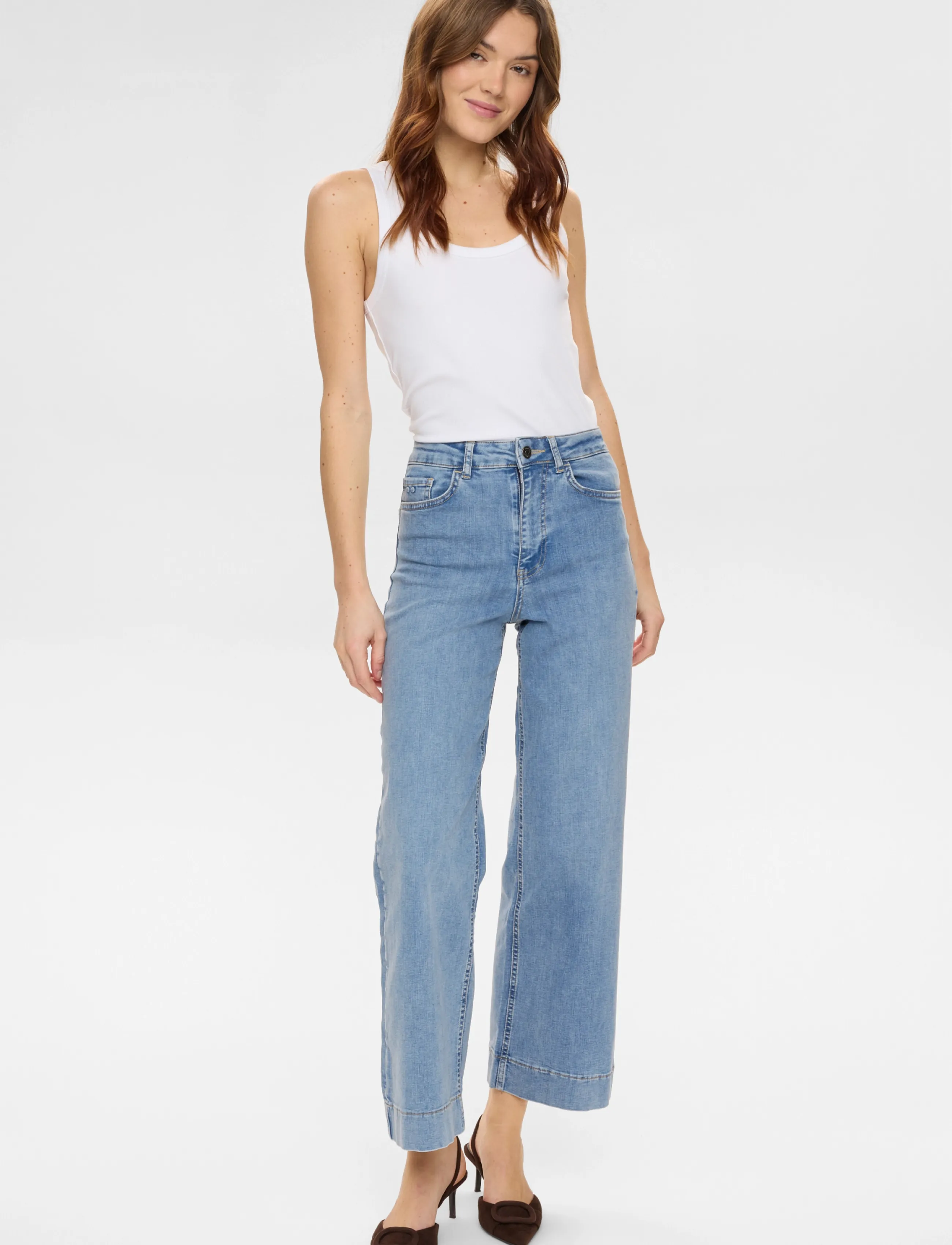 Nümph NUPARIS HR WIDE JEANS - P3019 - Denimkläder - LIGHT B. STONEWASH DENIM / blue