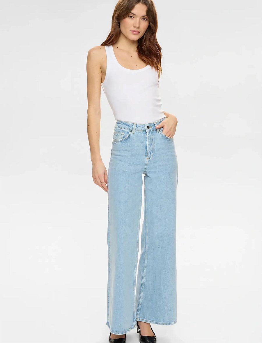 Nümph - NUPISA HR WIDE JEANS S3010 - alt laiad teksad - light blue denim - 3