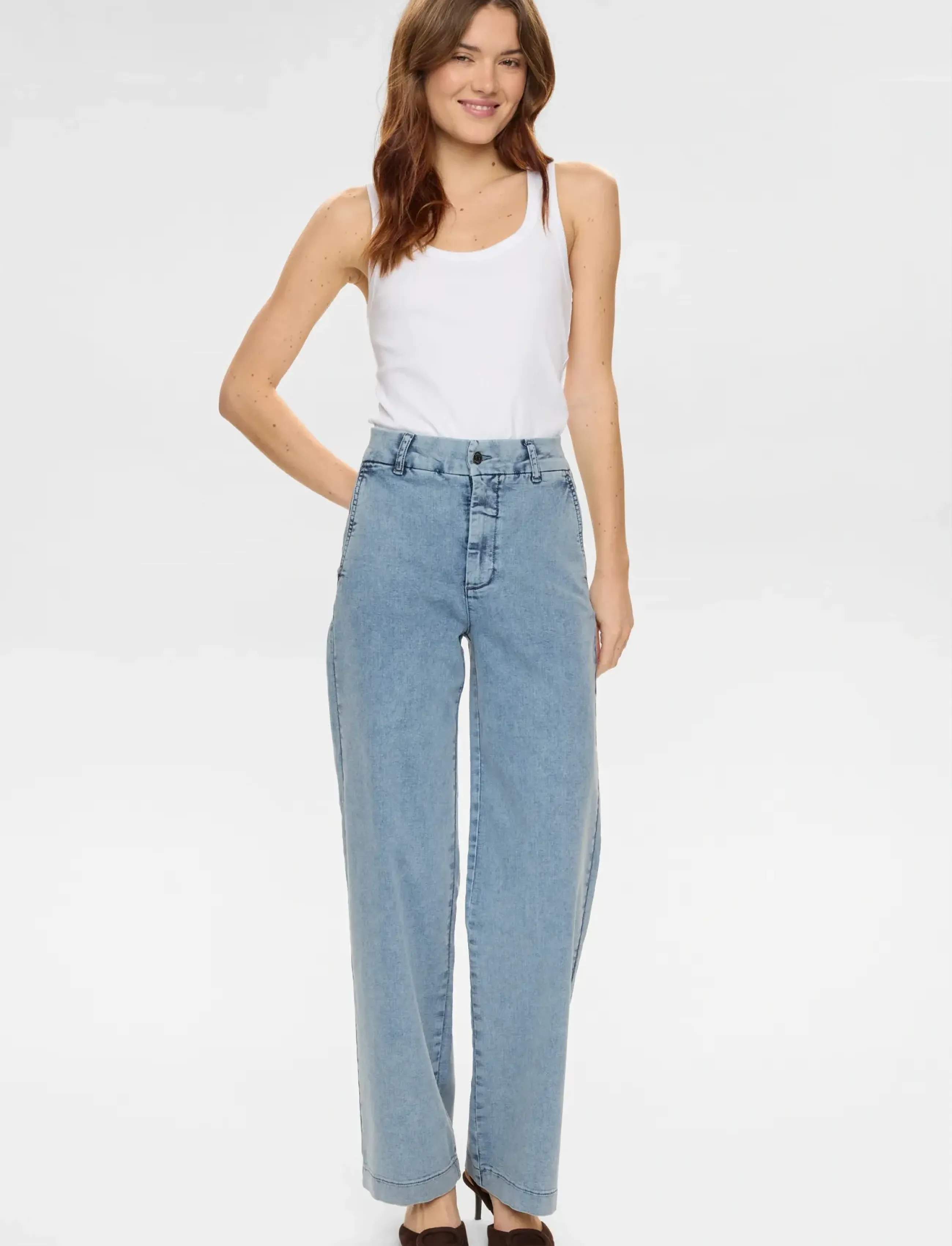 Nümph - NUAMBER HR WIDE JEANS R3019 - sirge säärega teksad - light b. stonewash denim - 2