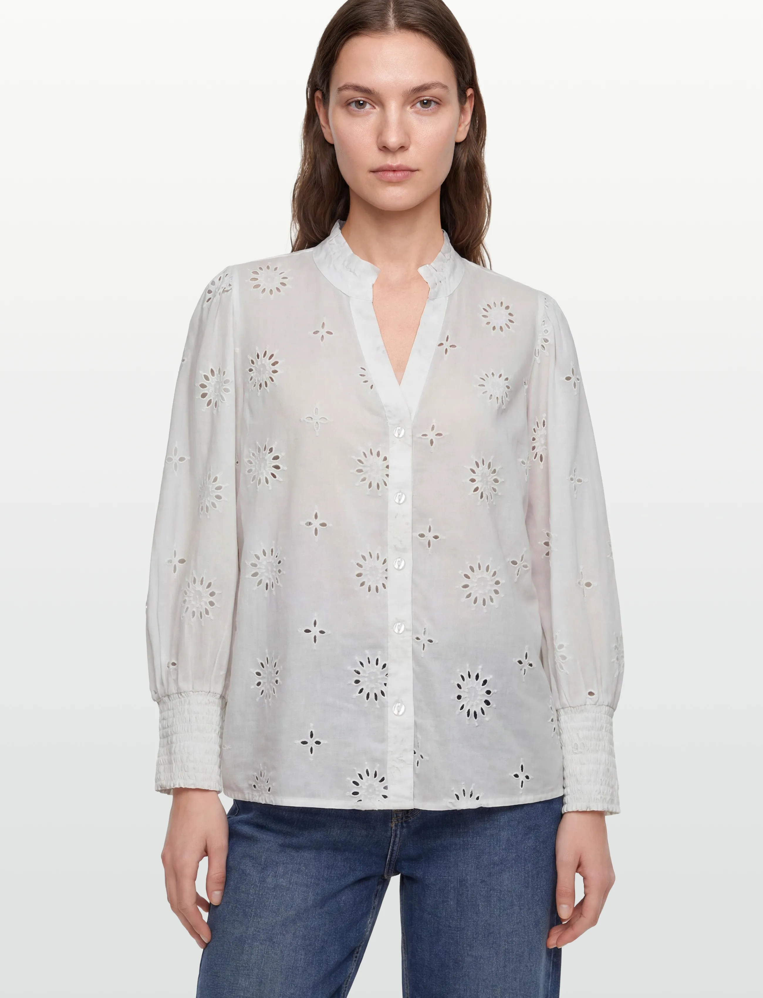 Nümph - NUSAMMY SHIRT - long sleeved blouses - bright white - 3