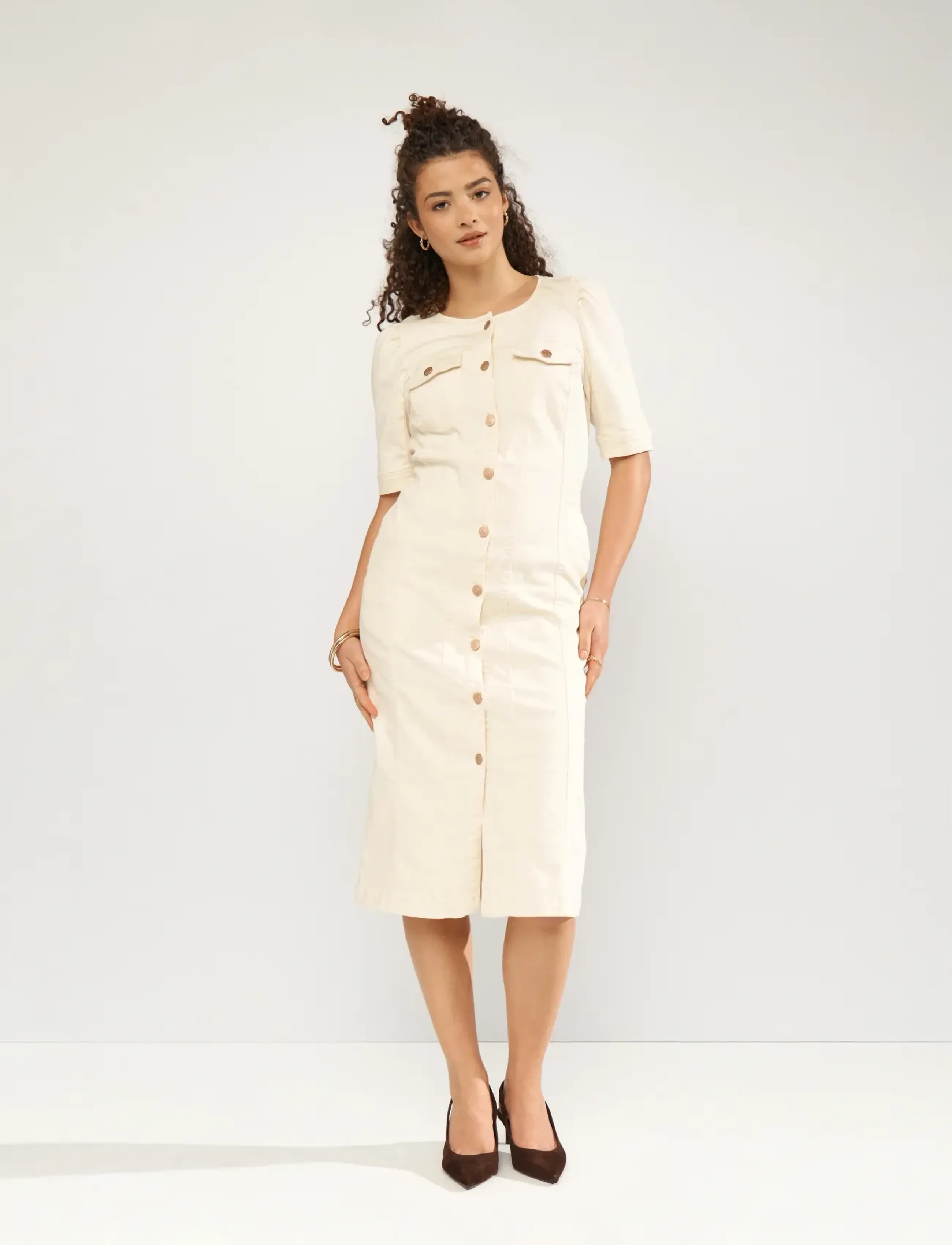 Nümph Nusilva Dress, 38, Cream, Kjoler > Jeans-Kjoler, Dame