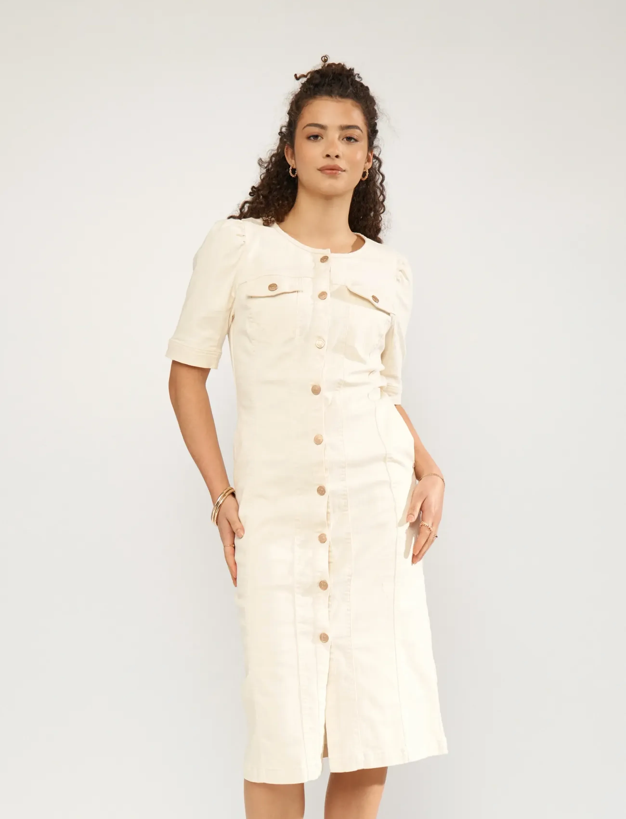 Nümph - NUSILVA DRESS - jeanskleider - ecru denim - 3