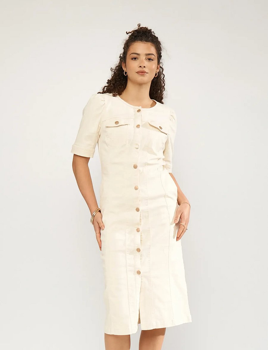 Nümph - NUSILVA DRESS - denimkjoler - ecru denim - 3