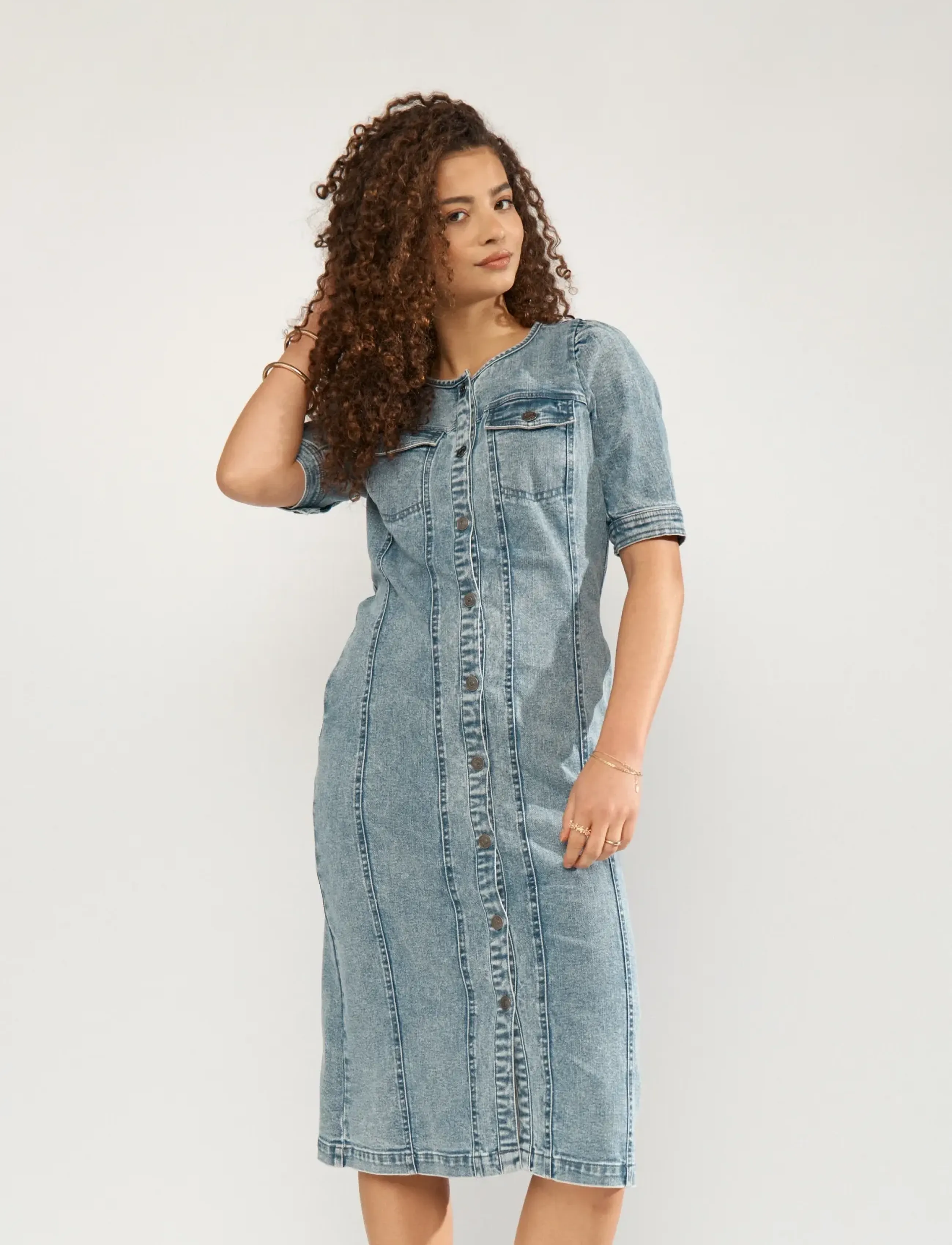 Nümph NUSILVA DRESS - Vaatteet - LIGHT BLUE DENIM / blue