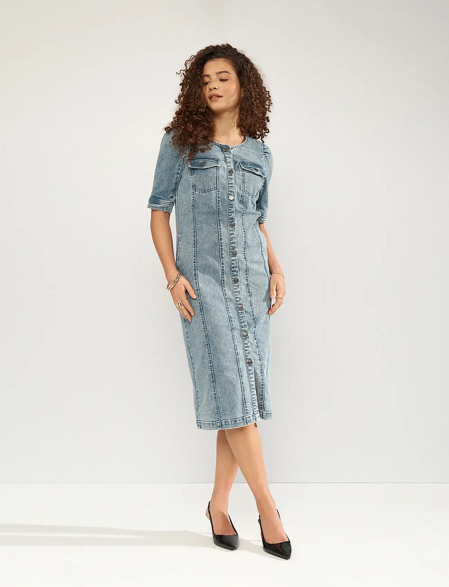 Nümph - NUSILVA DRESS - jeansklänningar - light blue denim - 3