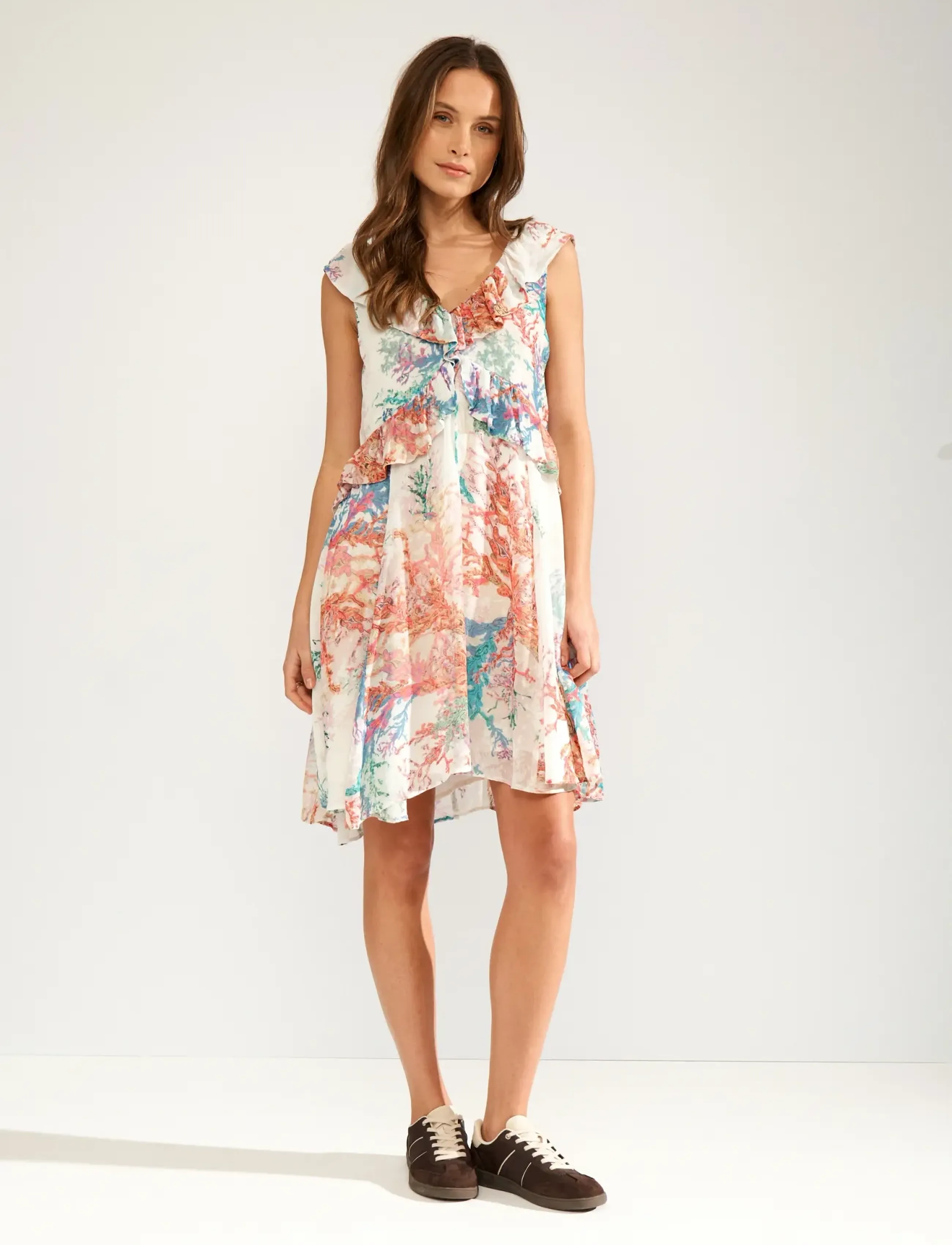 Nümph NUCORAL RUFFLE DRESS - Midi Dresses - CLOUD DANCER / white