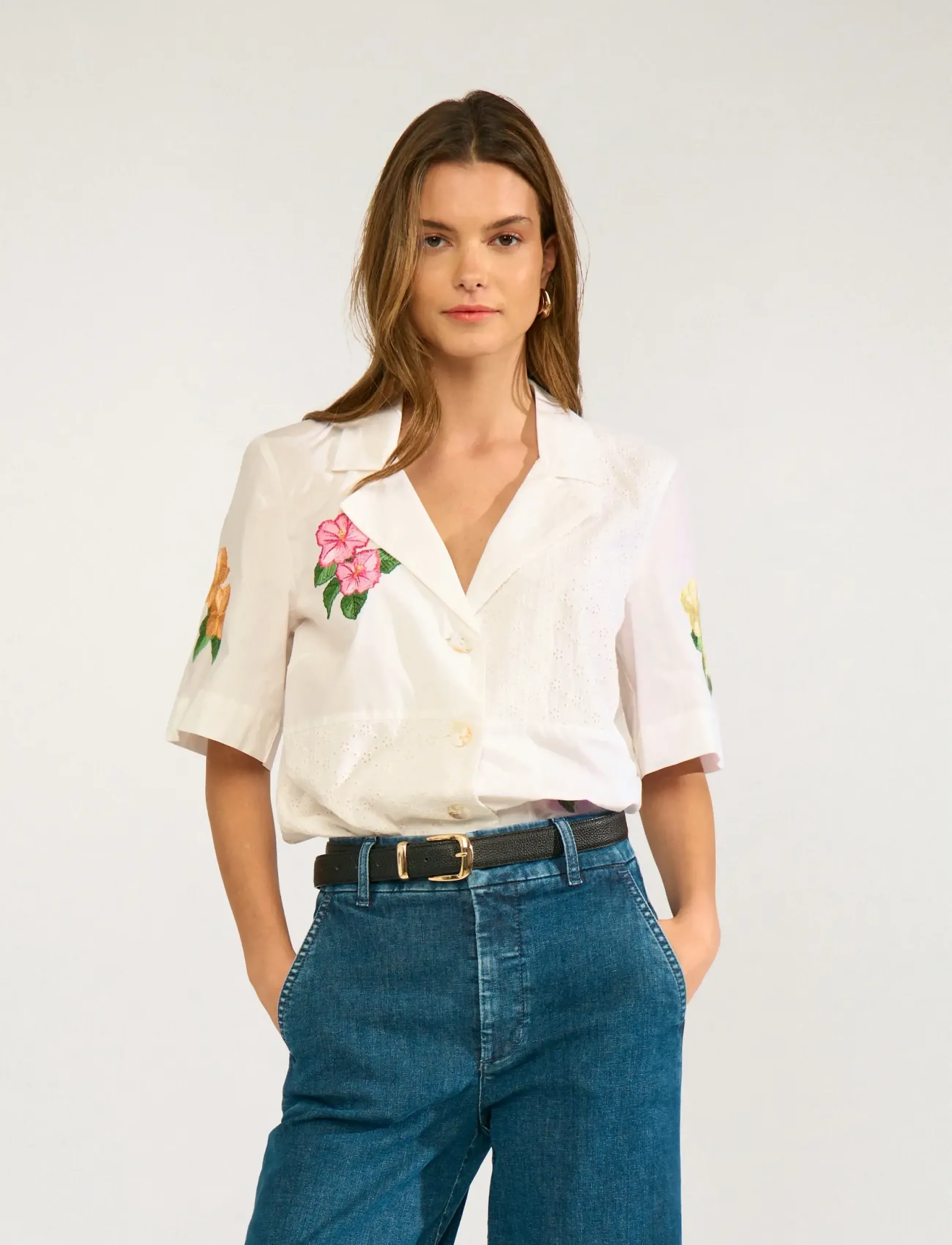Nümph - NUMAIA SHIRT - kortärmade skjortor - bright white - 3