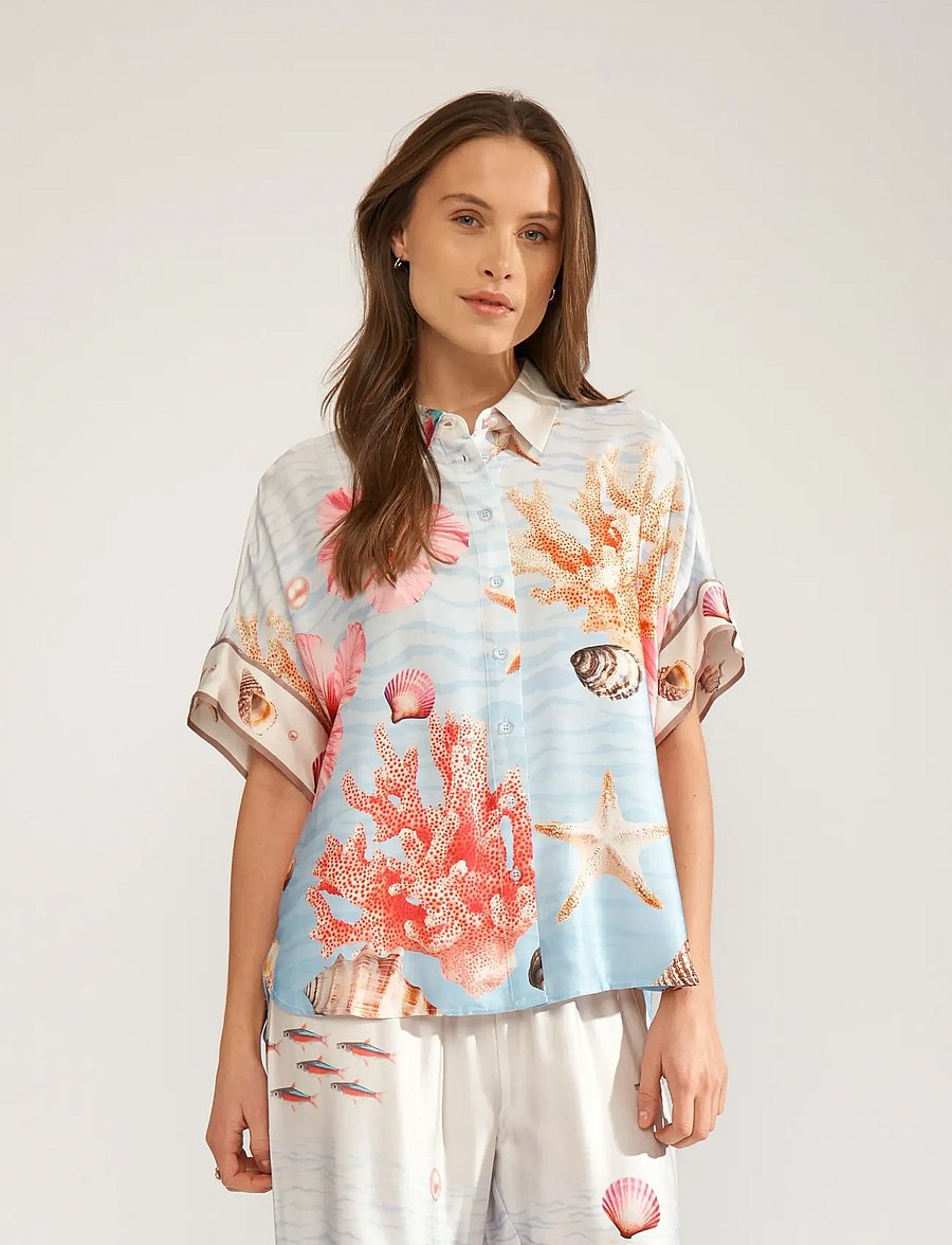 Nümph - NUOCEANA SLEEVELESS SHIRT - kurzärmlige hemden - skyway - 0