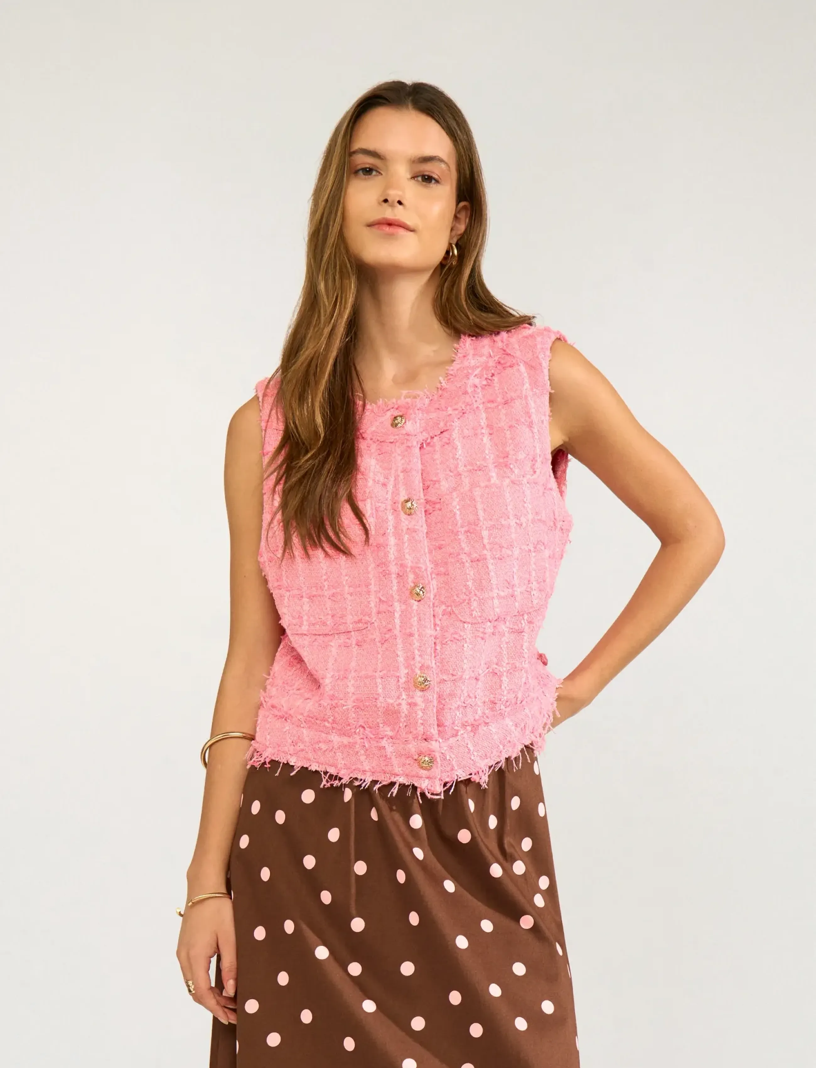Nümph Nukamilla Vest, Kvinder, Tweed Vest, Pink, Str: 36