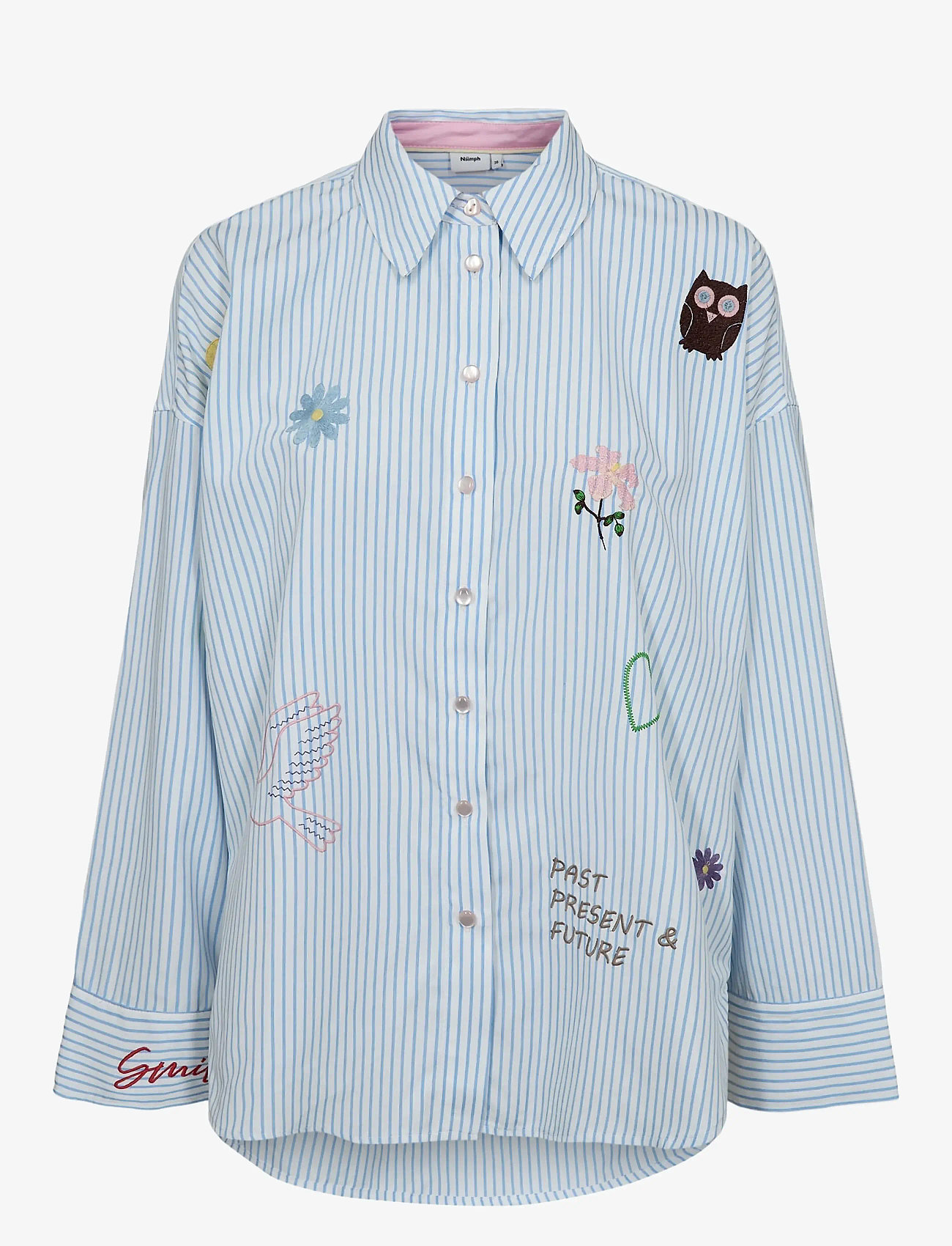 Nümph - NUASHLEY EMBROIDERY LS SHIRT - langærmede skjorter - airy blue - 1