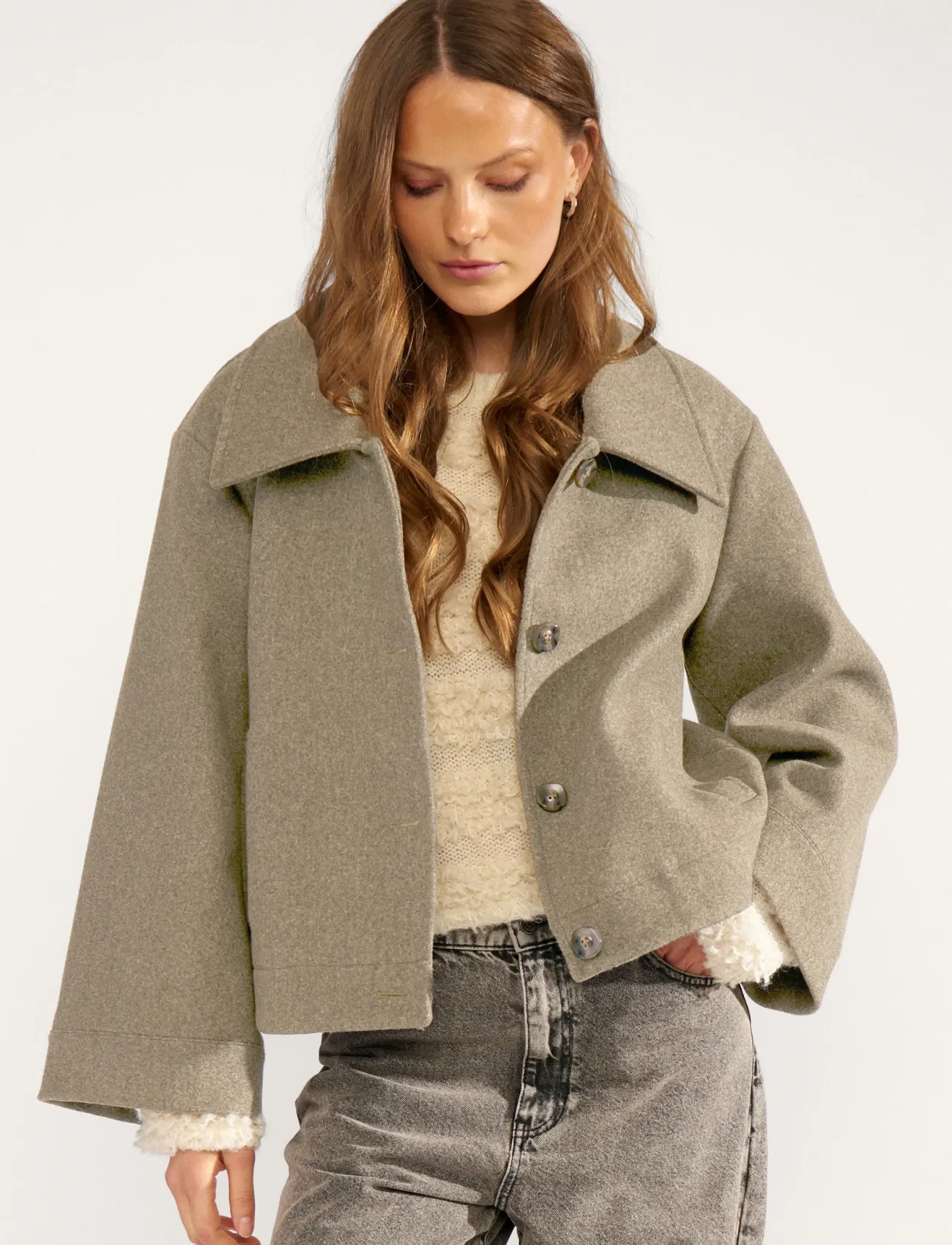 Nümph NUKIMMA SHORT JACKET - Clothing - SESAME MELANGE / beige