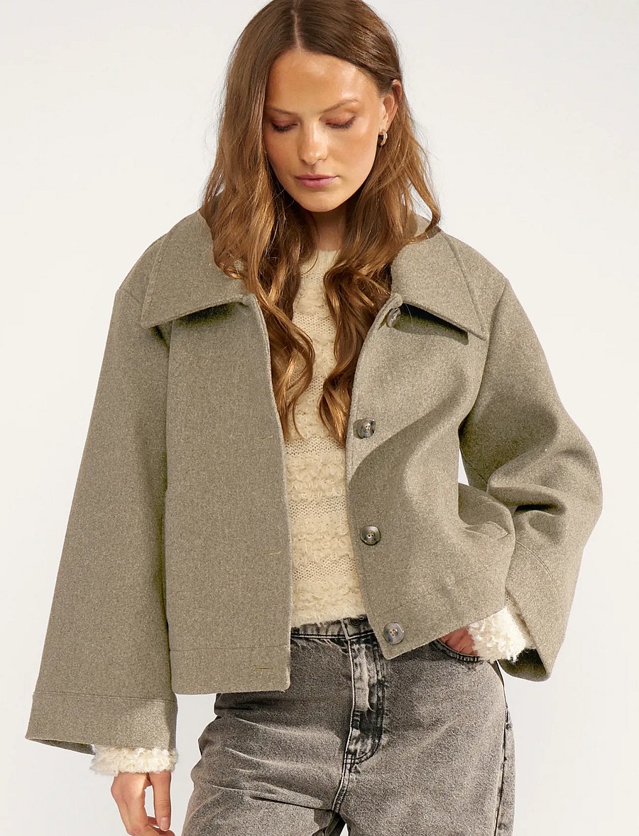 Nümph - NUKIMMA SHORT JACKET - uldjakker - sesame melange - 0