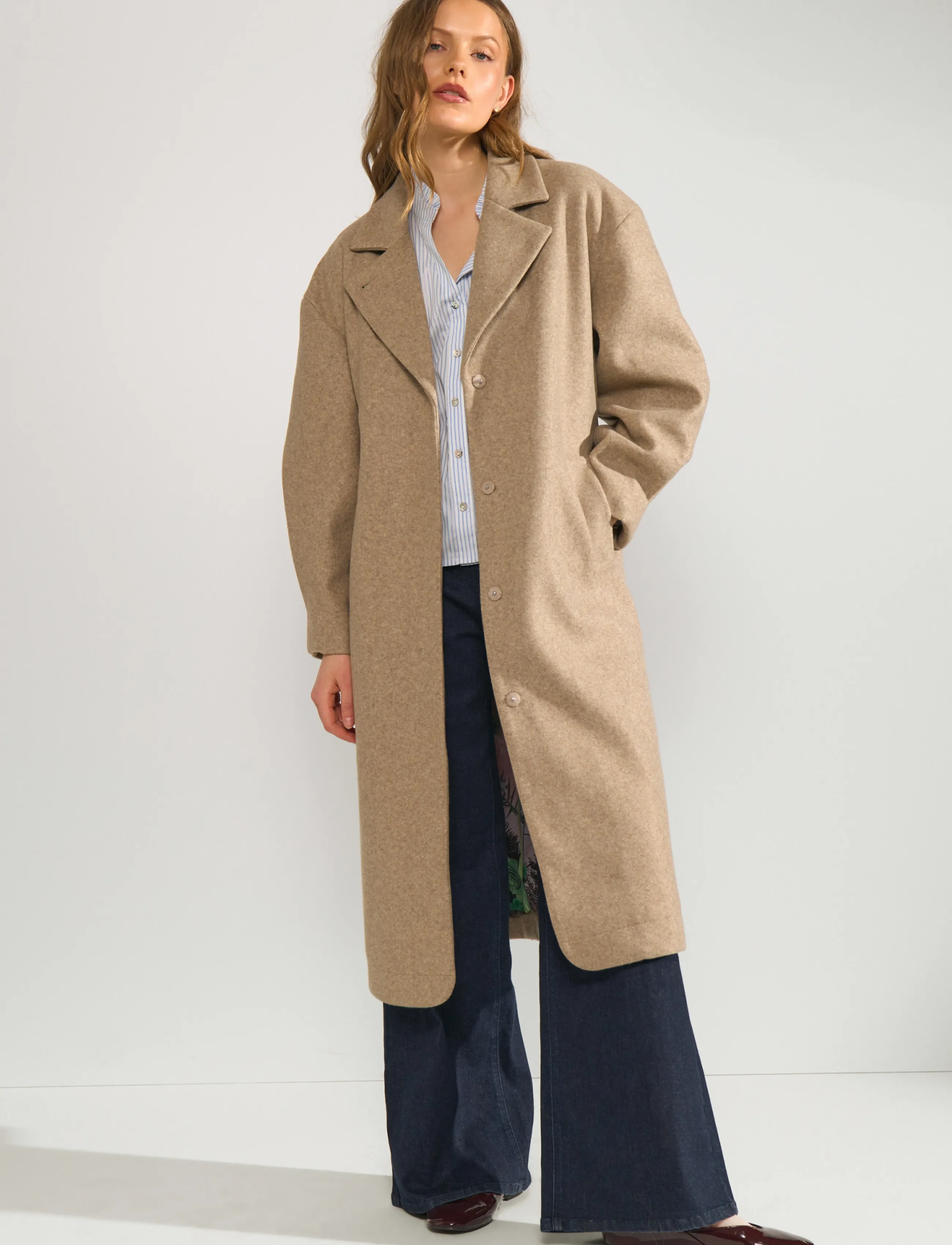 Nümph NUKIMMA LONG COAT - Kläder - SESAME MELANGE / beige