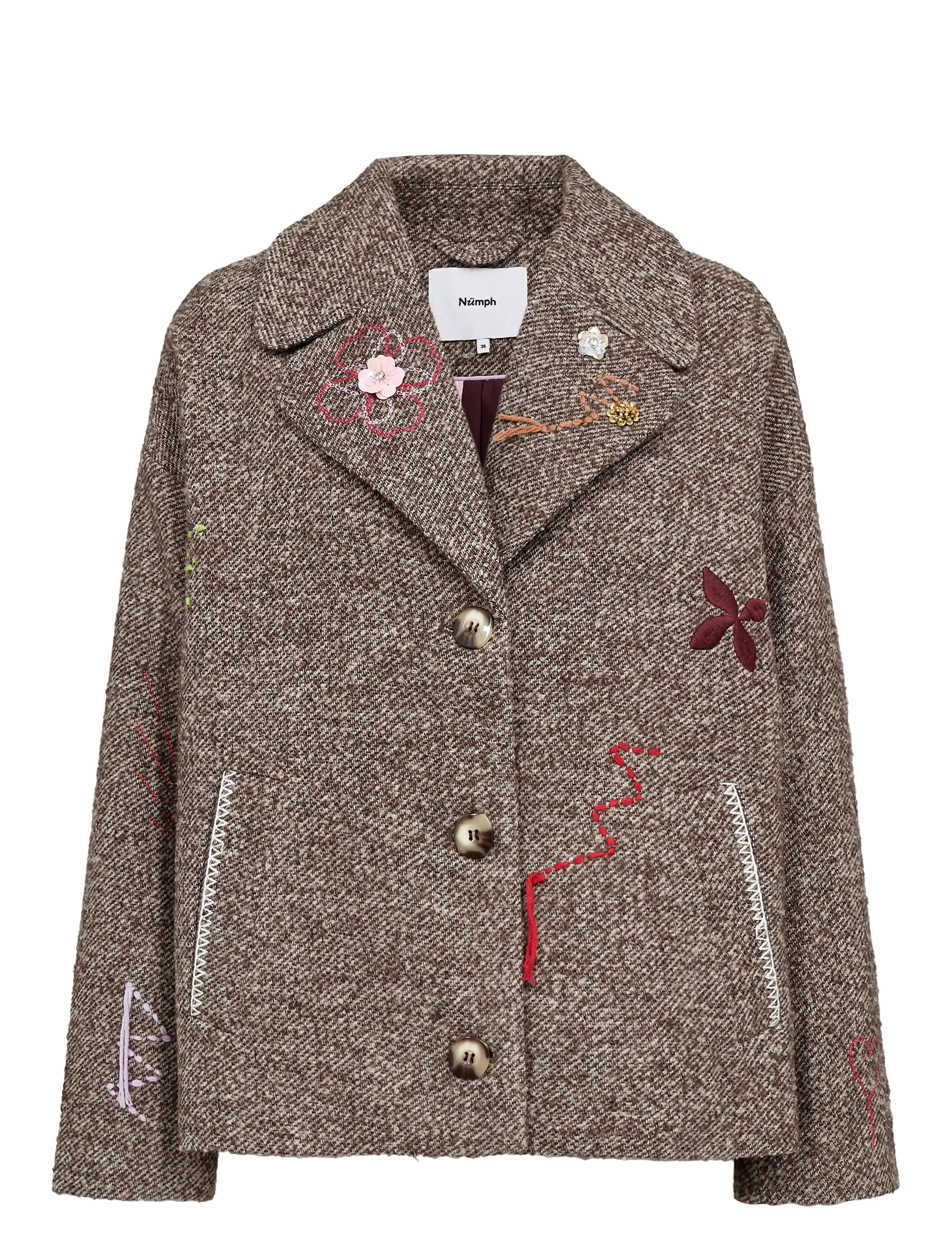 Nümph NURAVINA EMBROIDERY JACKET - Kläder - DARK EARTH / brown