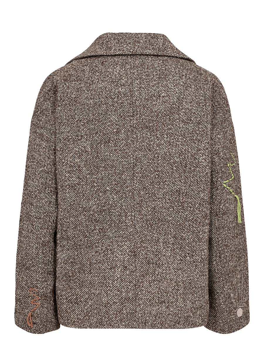 Nümph - NURAVINA EMBROIDERY JACKET - single breasted blazers - dark earth - 2
