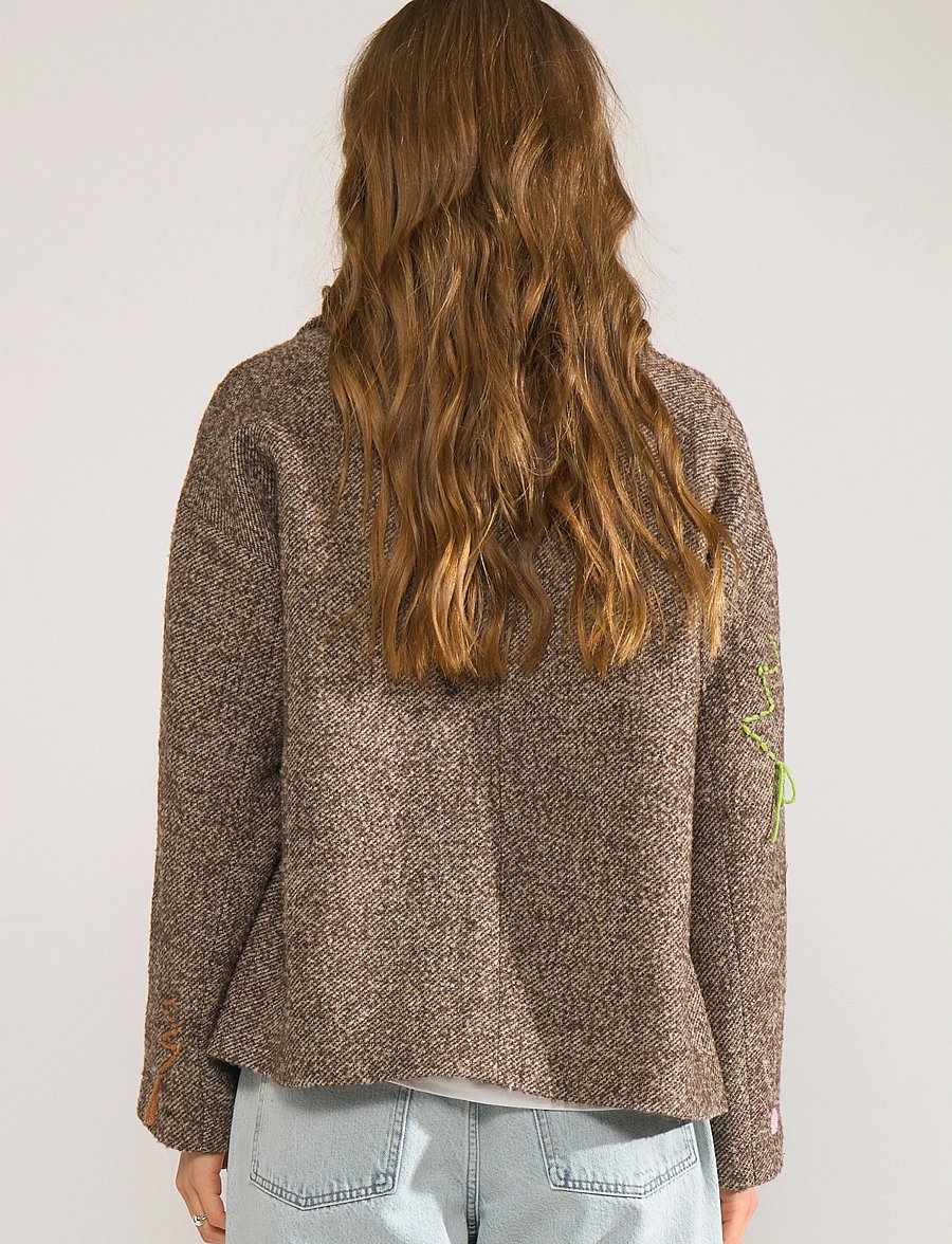 Nümph - NURAVINA EMBROIDERY JACKET - single breasted blazers - dark earth - 3