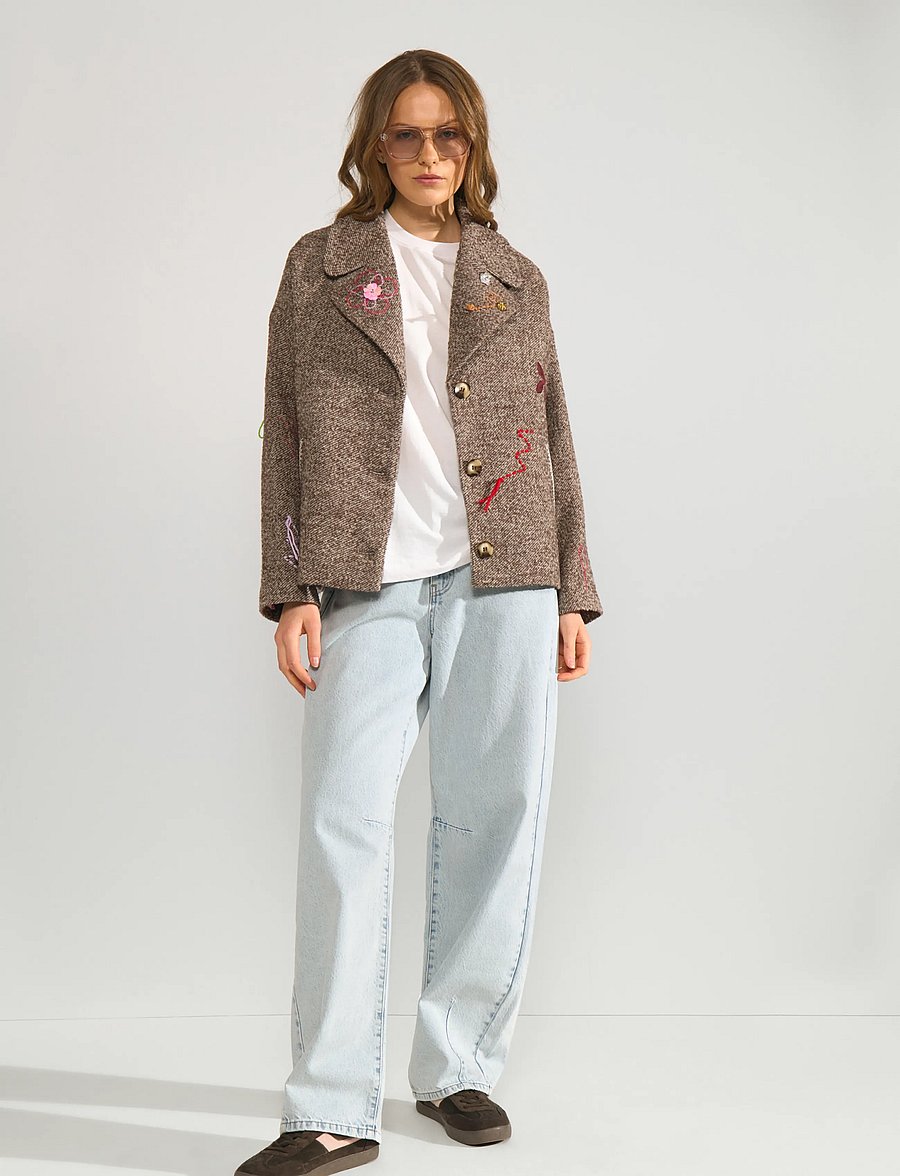 Nümph - NURAVINA EMBROIDERY JACKET - single breasted blazers - dark earth - 4