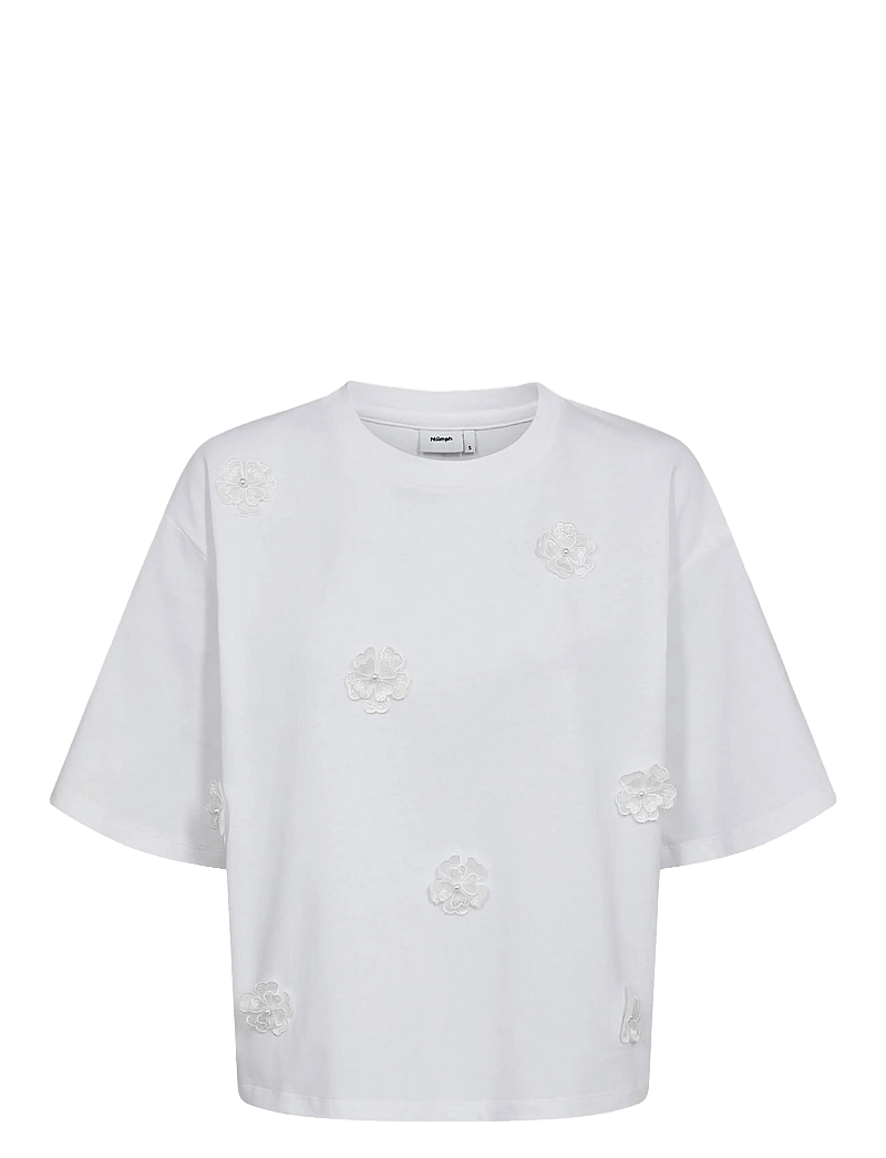 Nümph - NUFLEURA LONG T-SHIRT - t-shirts - bright white - 0