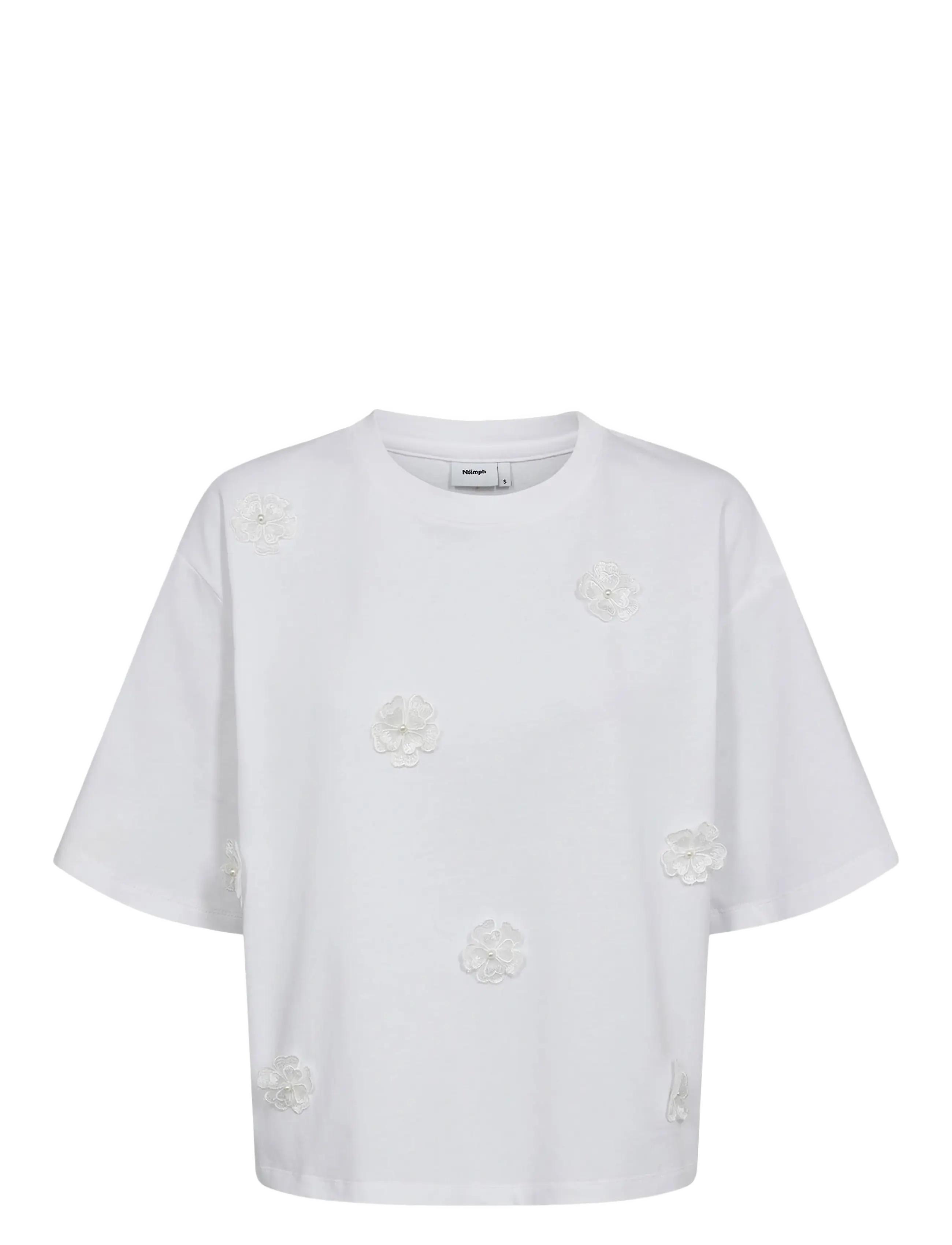 Nümph NUFLEURA LONG T-SHIRT - T-shirts & Toppe - BRIGHT WHITE / white