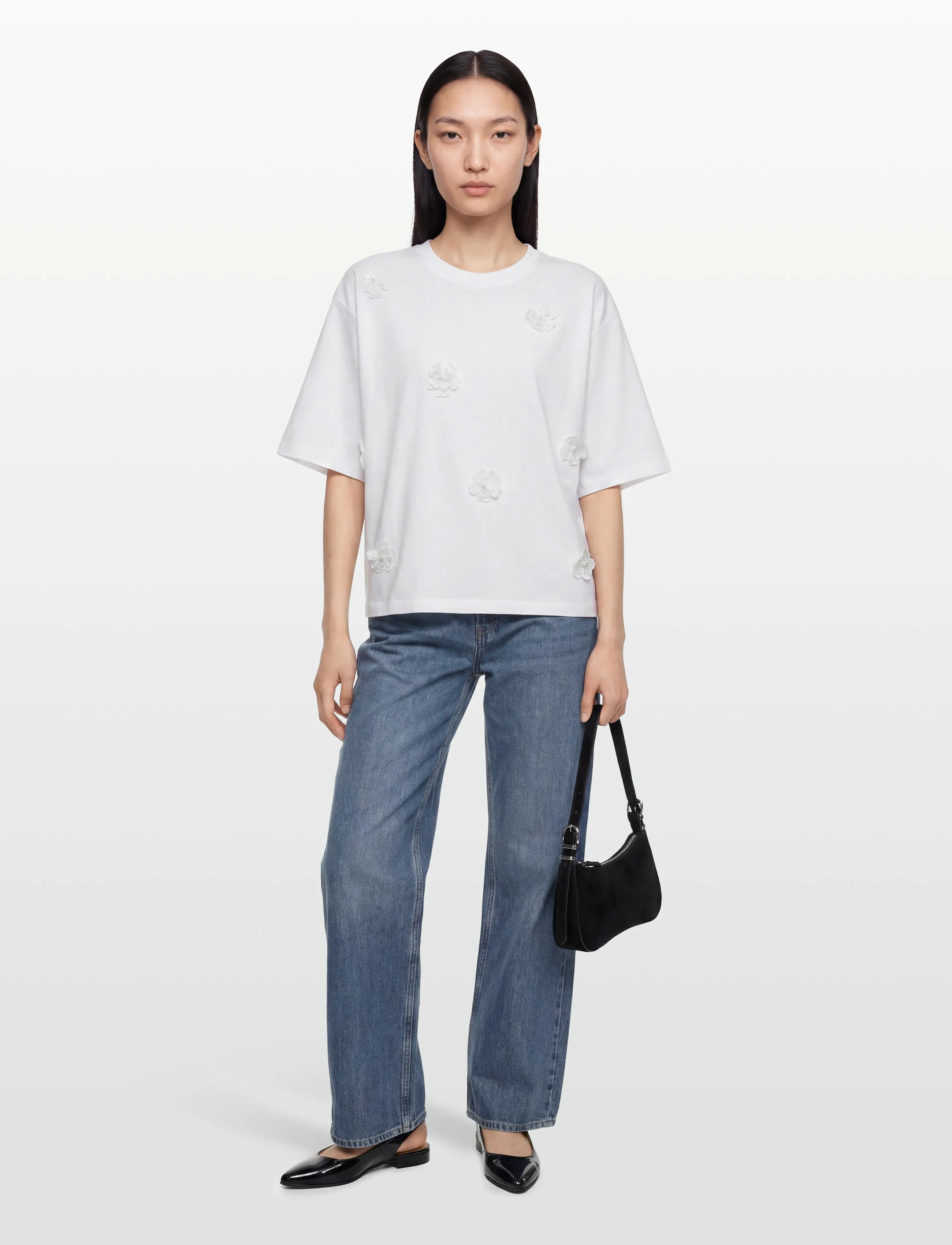 Nümph NUFLEURA LONG T-SHIRT - T-shirts - BRIGHT WHITE / white