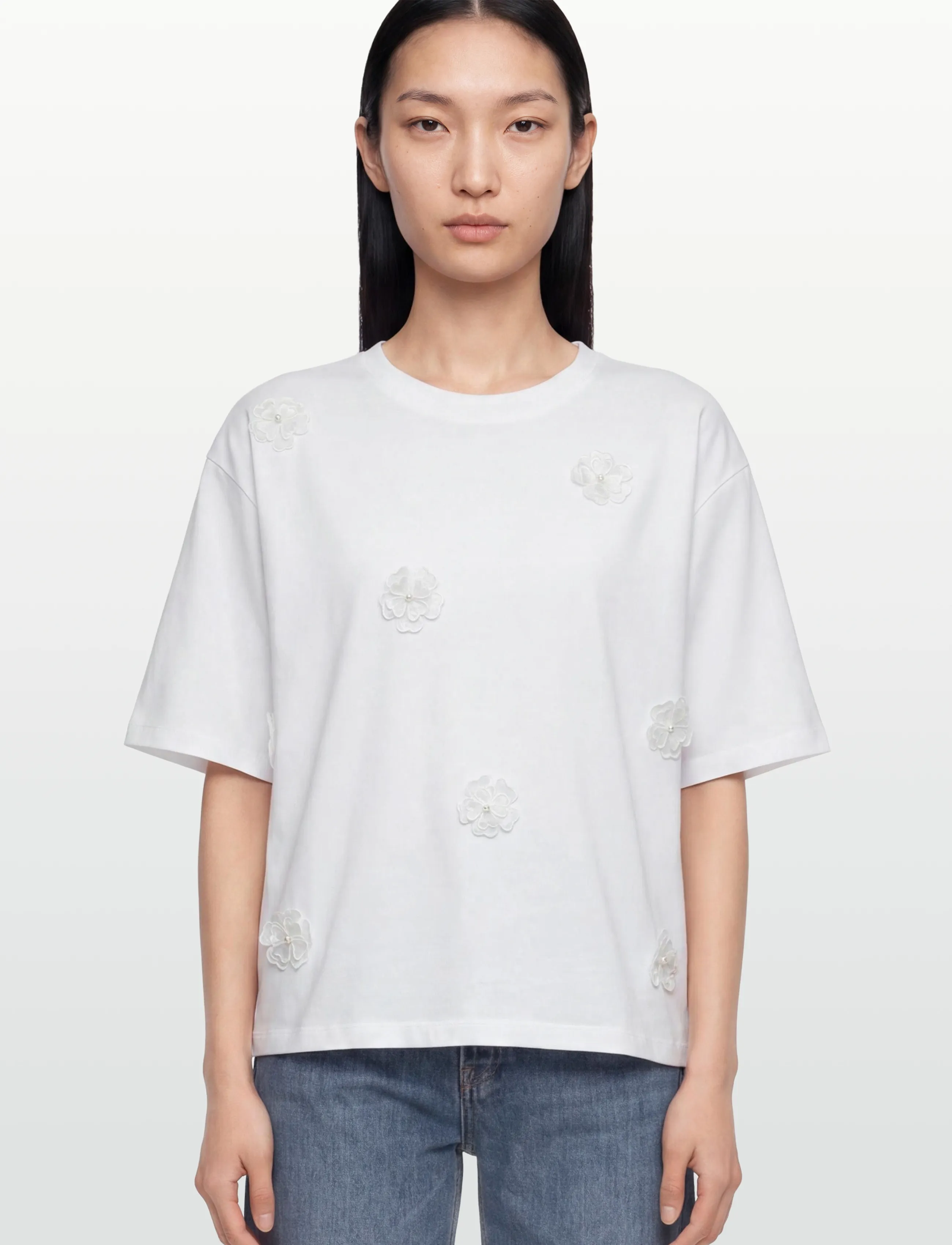 Nümph - NUFLEURA LONG T-SHIRT - t-shirts - bright white - 3