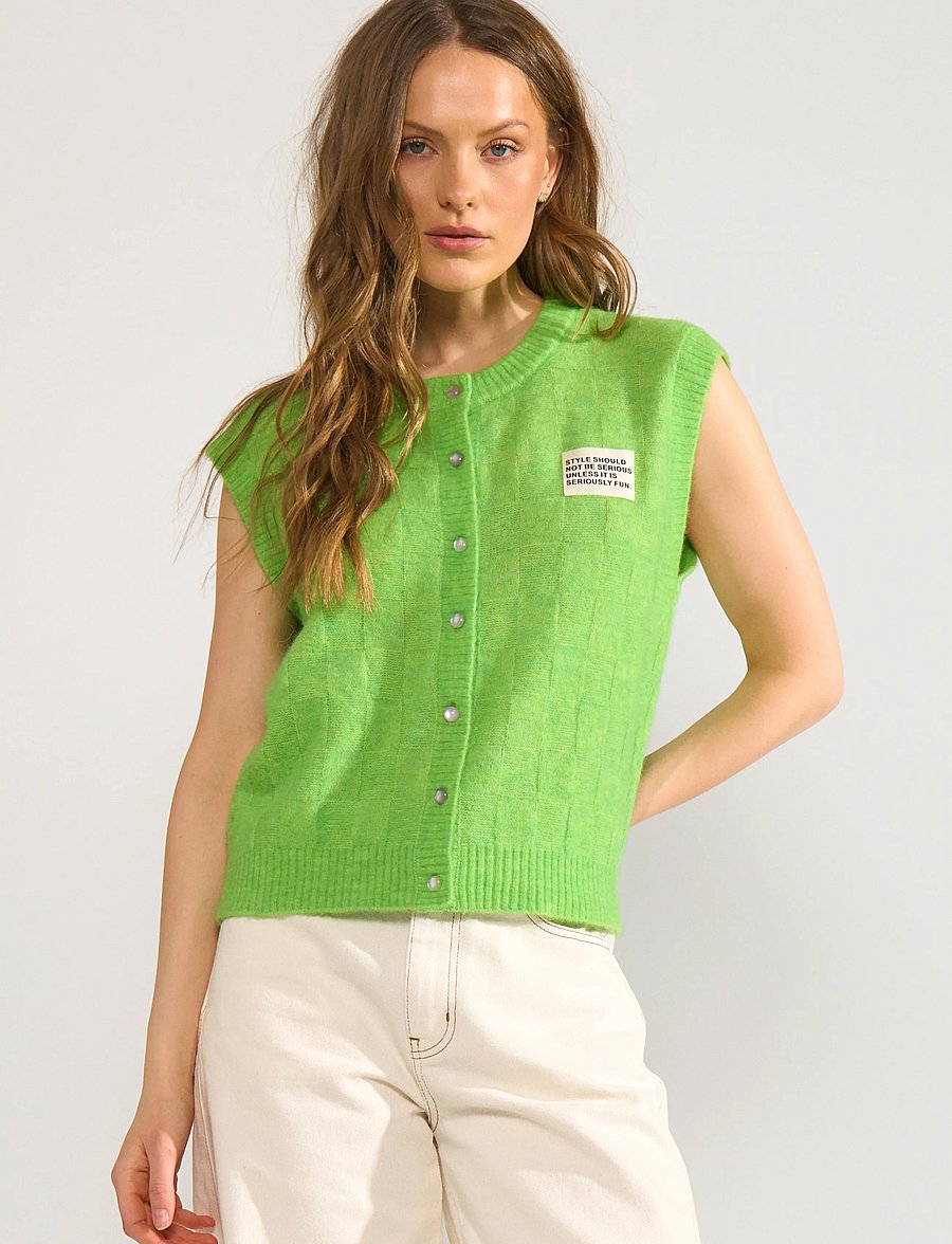 Nümph - NURIETTE CHECK VEST - strikveste - jasmine green - 0