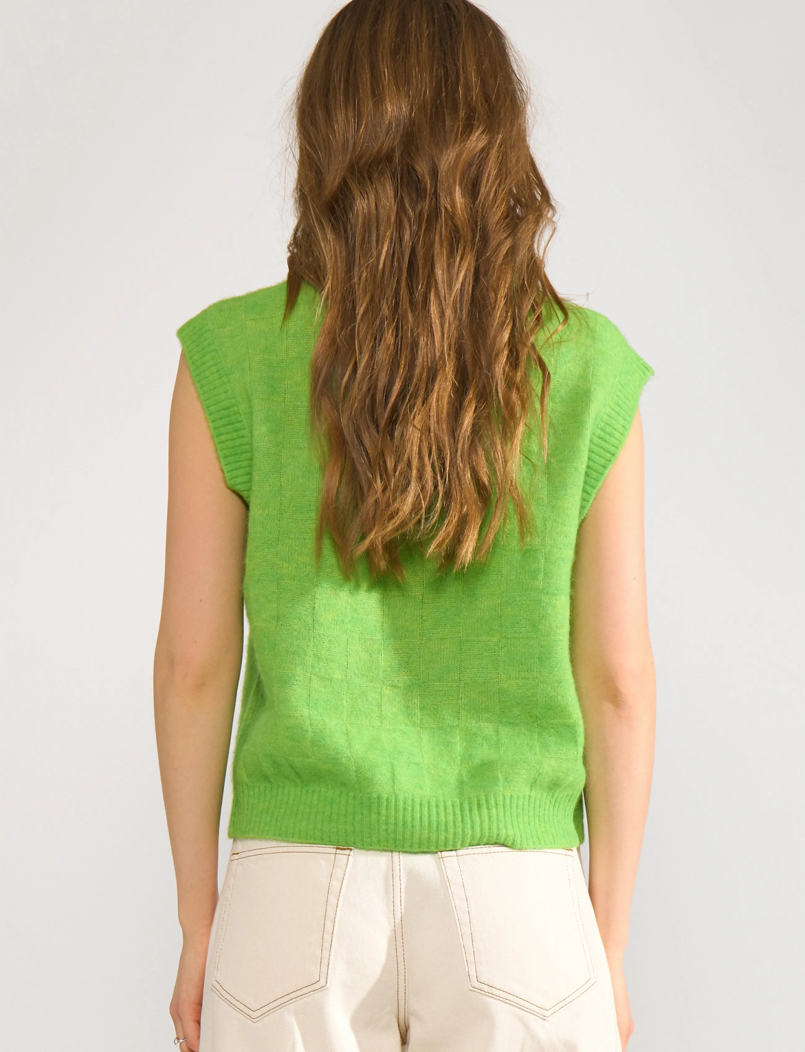 Nümph - NURIETTE CHECK VEST - knitted vests - jasmine green - 3