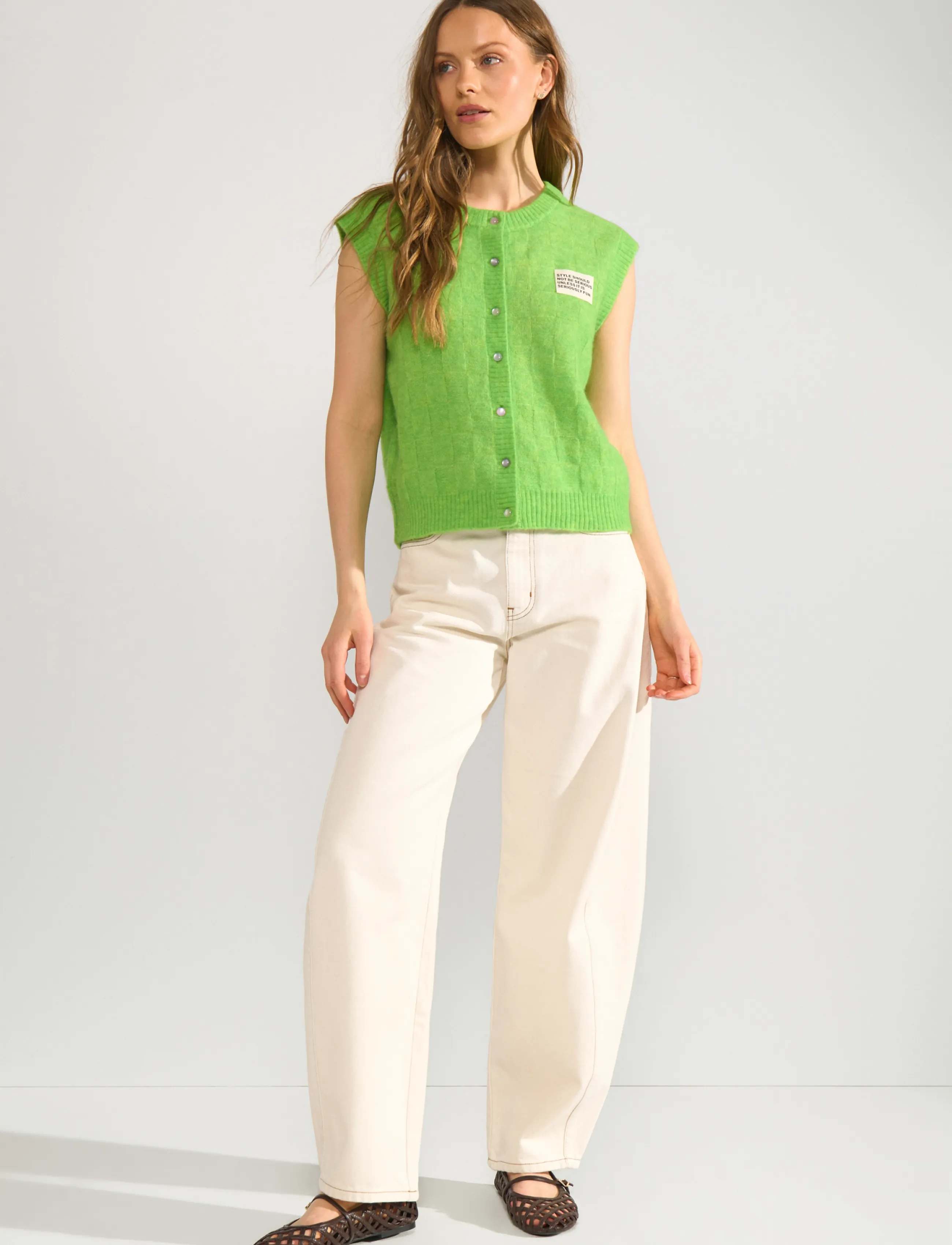 Nümph - NURIETTE CHECK VEST - knitted vests - jasmine green - 4