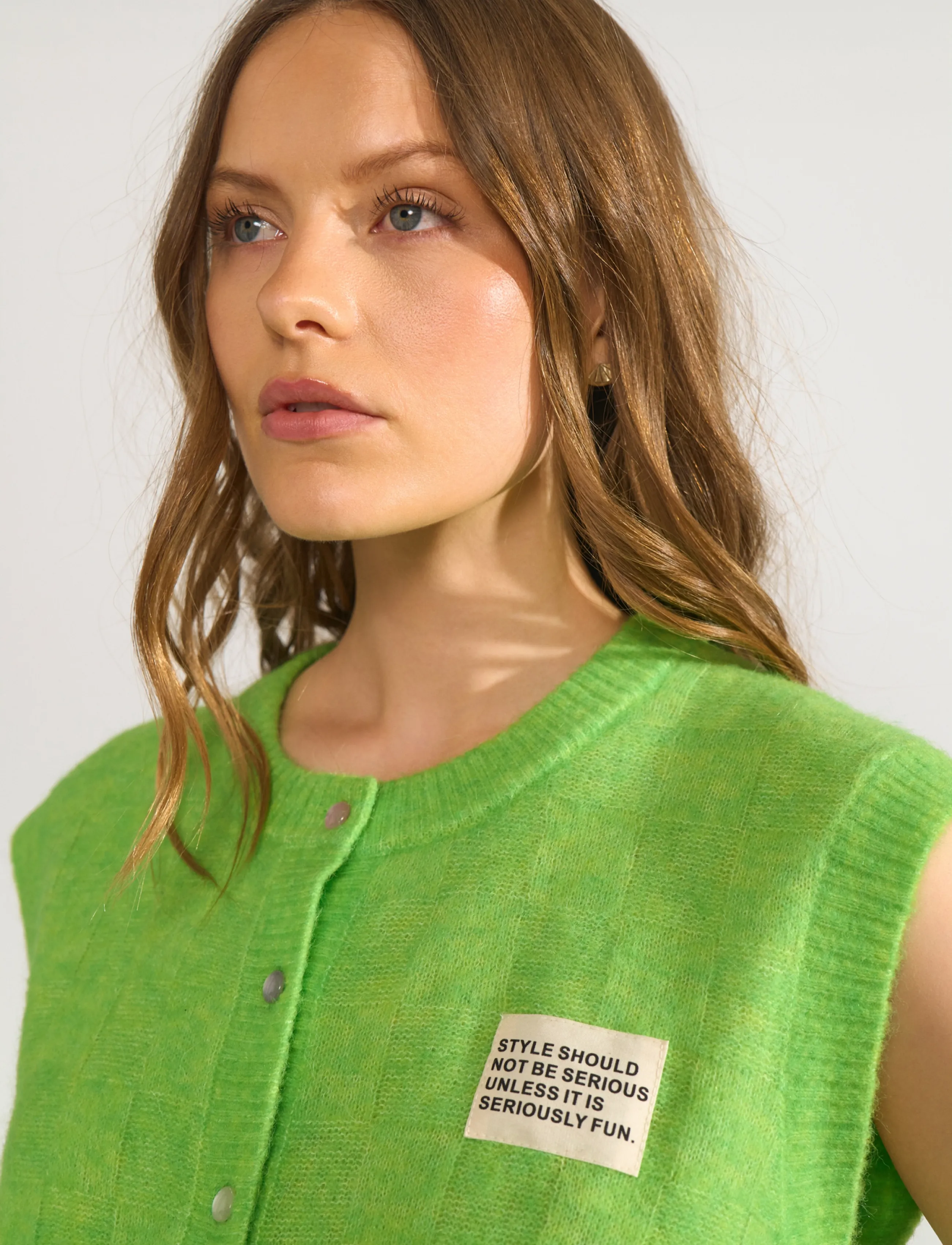 Nümph - NURIETTE CHECK VEST - knitted vests - jasmine green - 5
