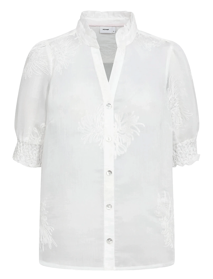 Nümph - NUKENTRA SHIRT - kortärmade skjortor - bright white - 0