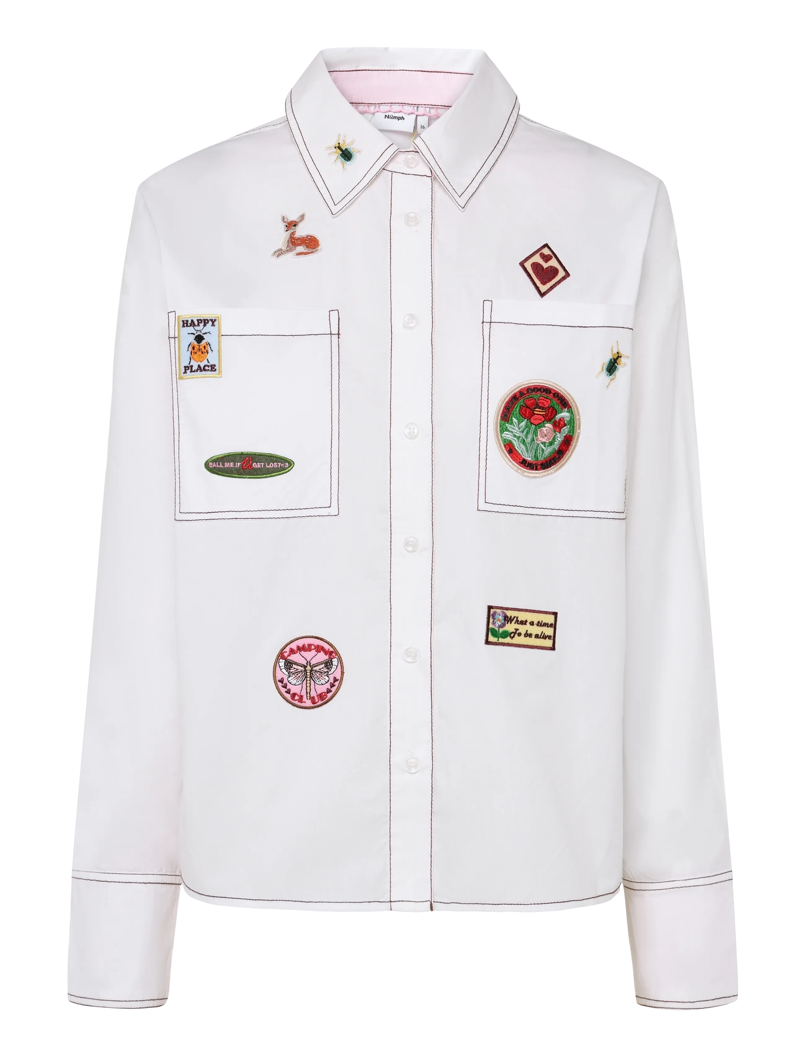 Nümph NUBADGE SHIRT - Pikkade varrukatega särgid - BRIGHT WHITE / white